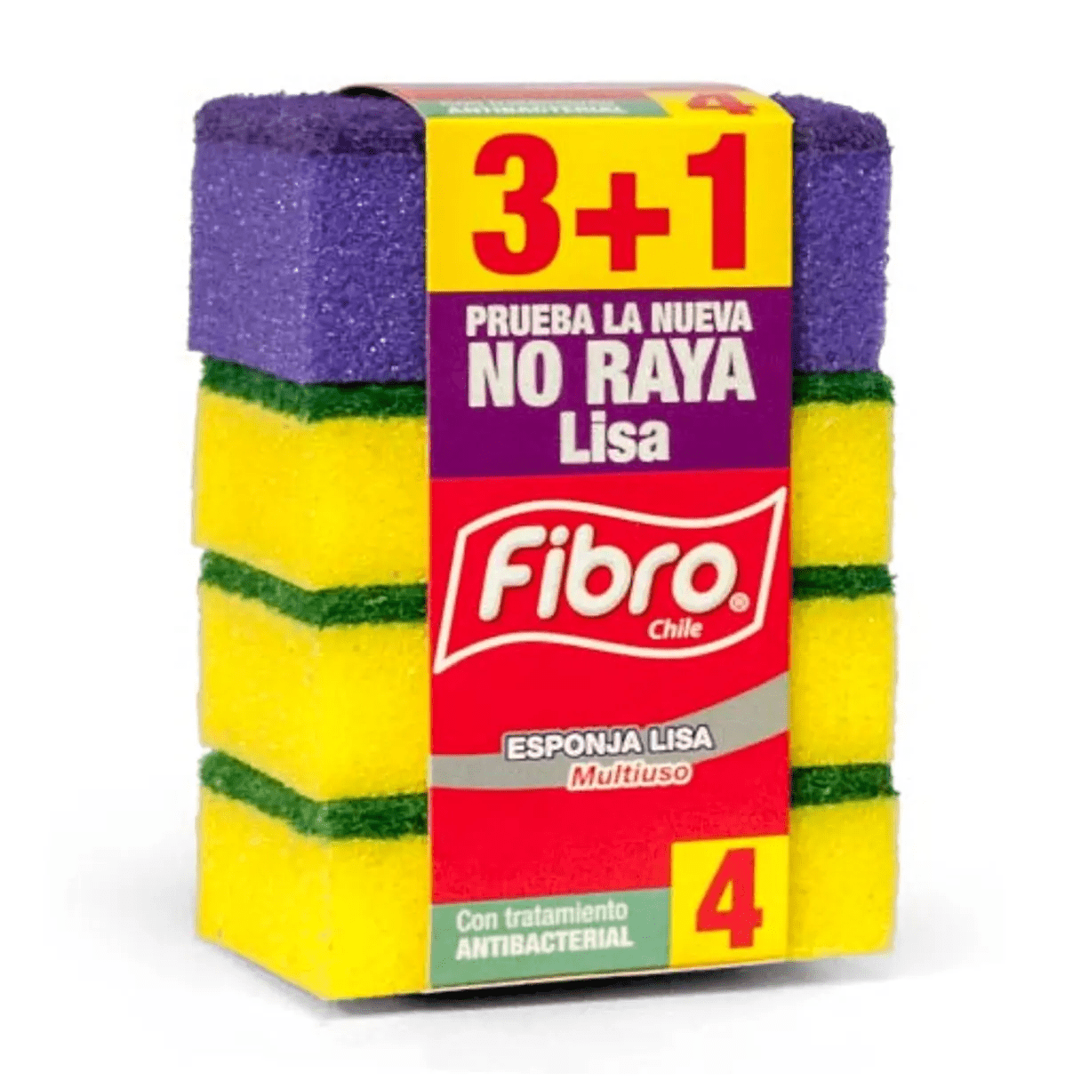 Esponjas abrasivas Fibro 3+1 con tratamiento antibacterial-1