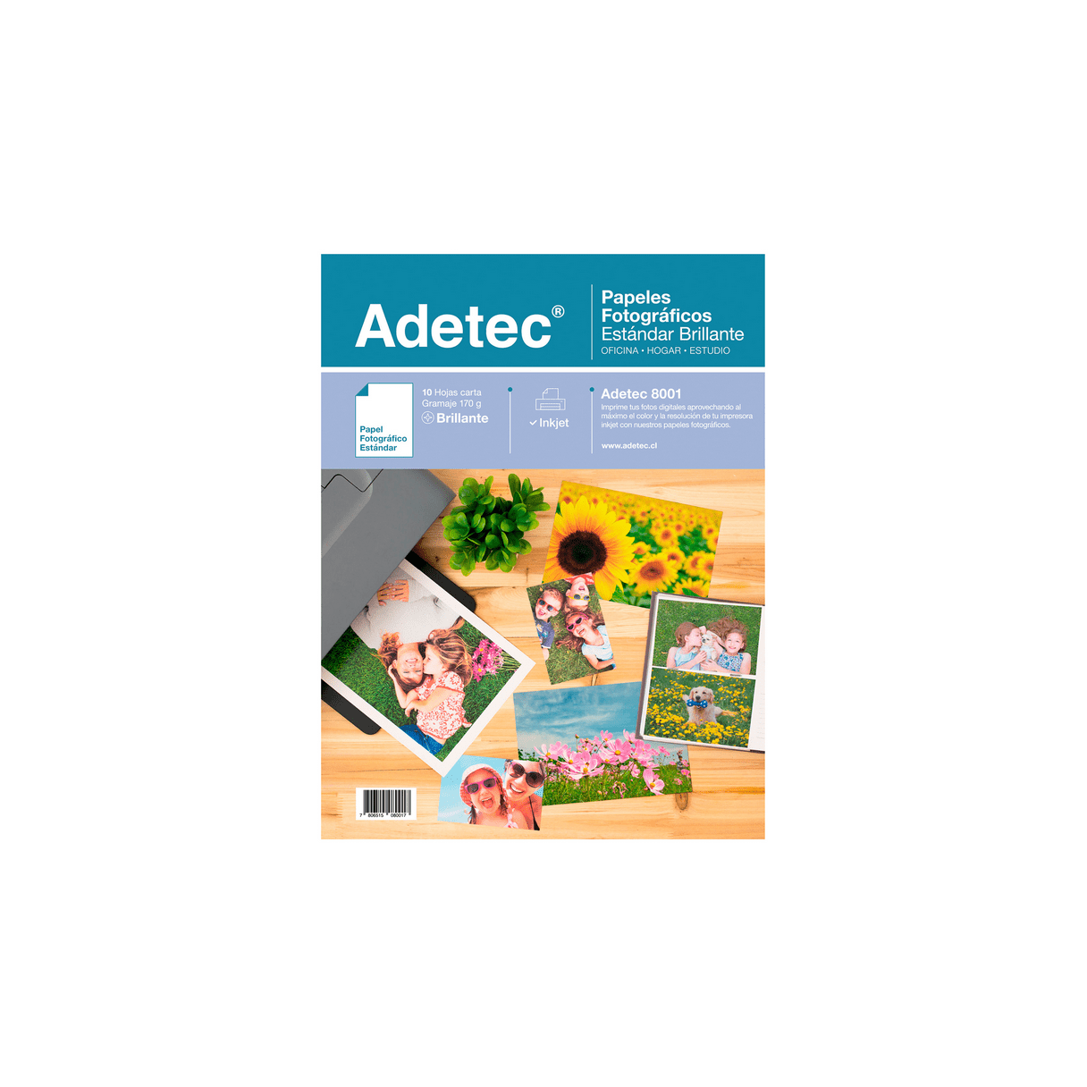 Papel fotográfico Adetec Inkjet carta 170 g 10 hojas-1