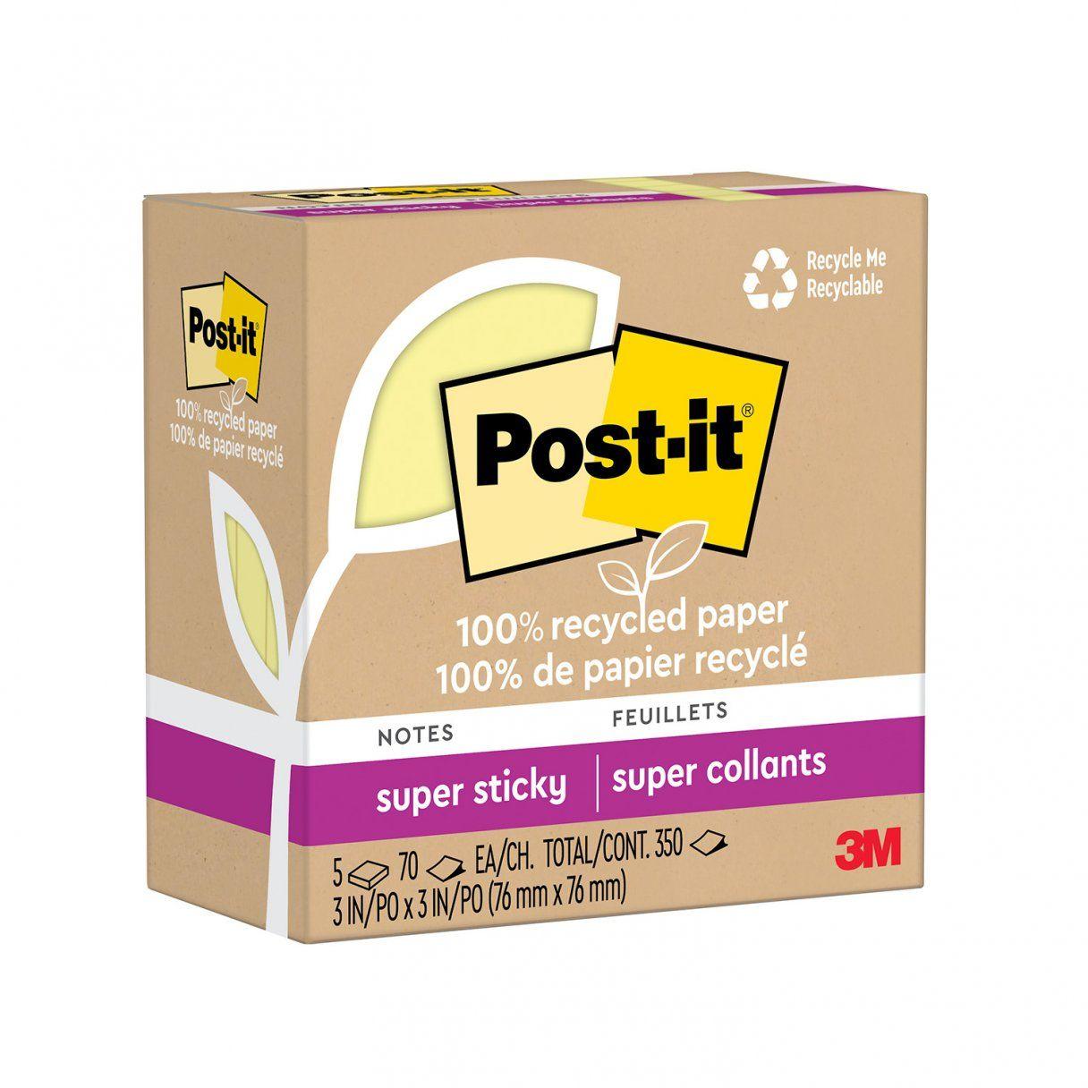 Nota adhesiva 3M Post-it cubo eco 76x76 mm 350 hojas amarilla-0