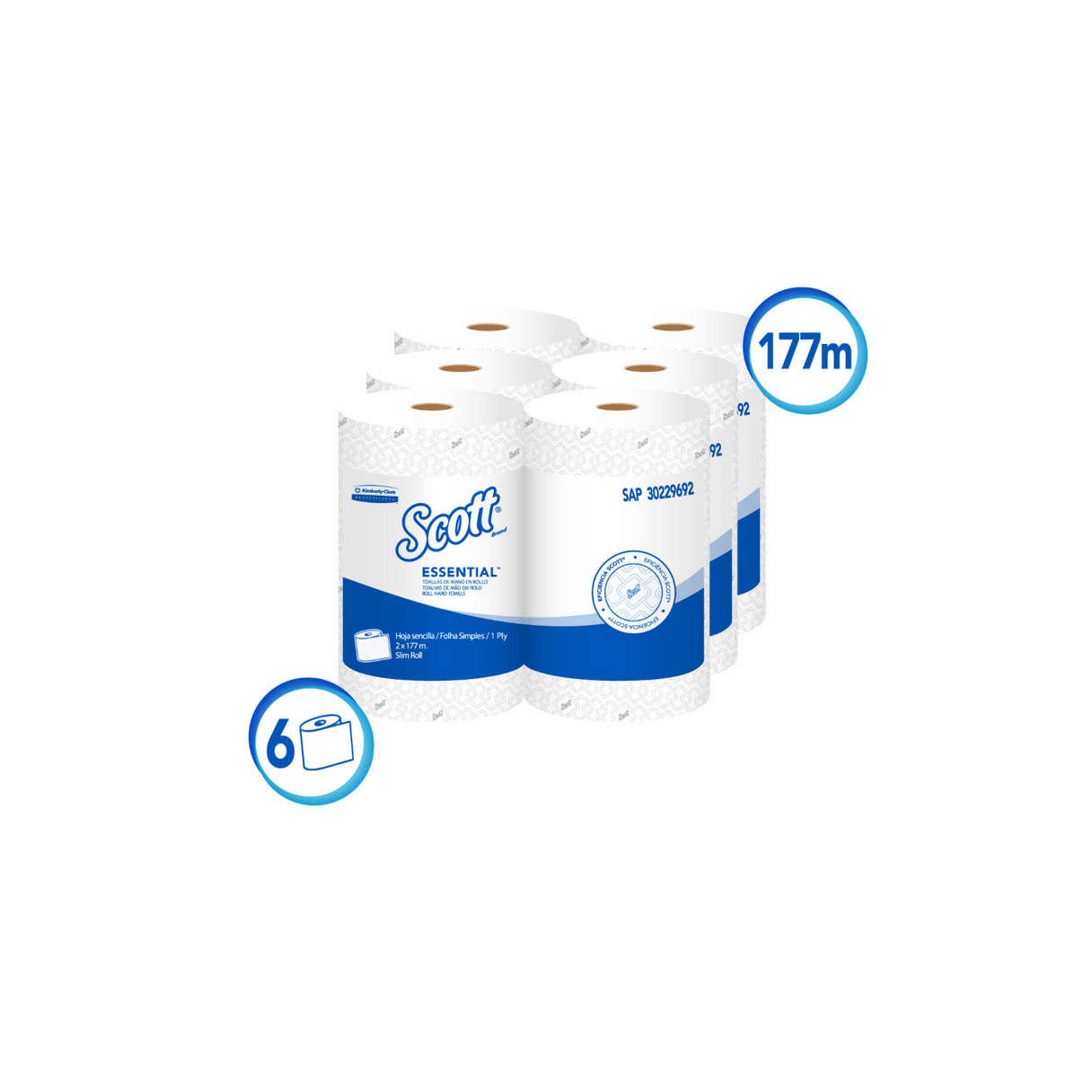 Toalla de papel Scott Jumbo 2 rollos 177 m hoja simple-4