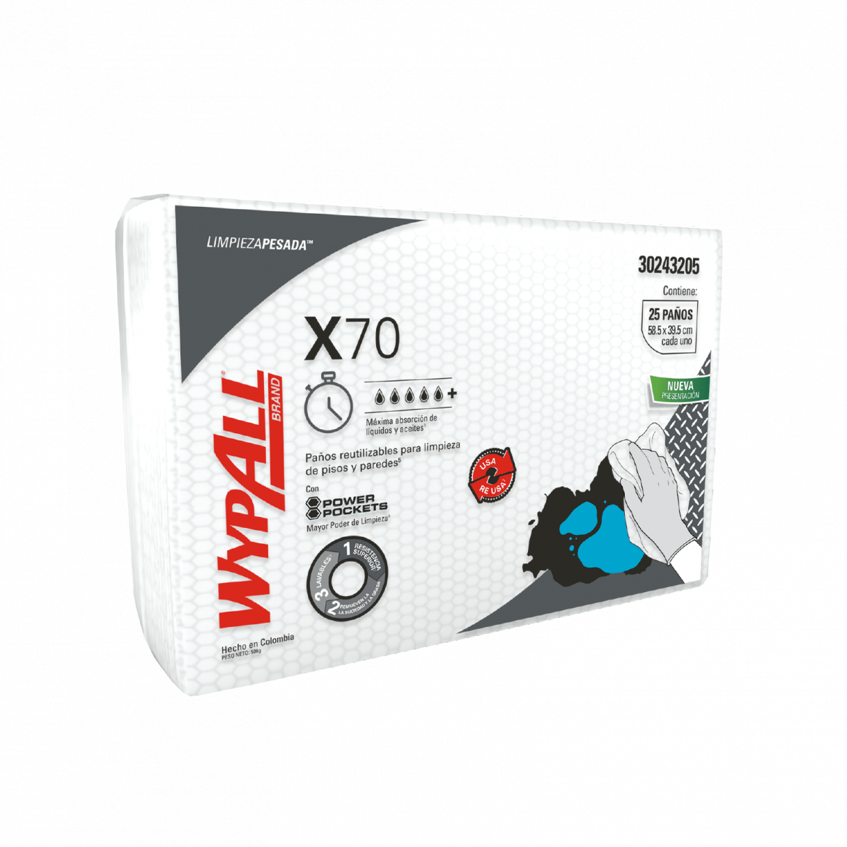 Paño de limpieza Wypall X-70 multiusos 25 unidades-0