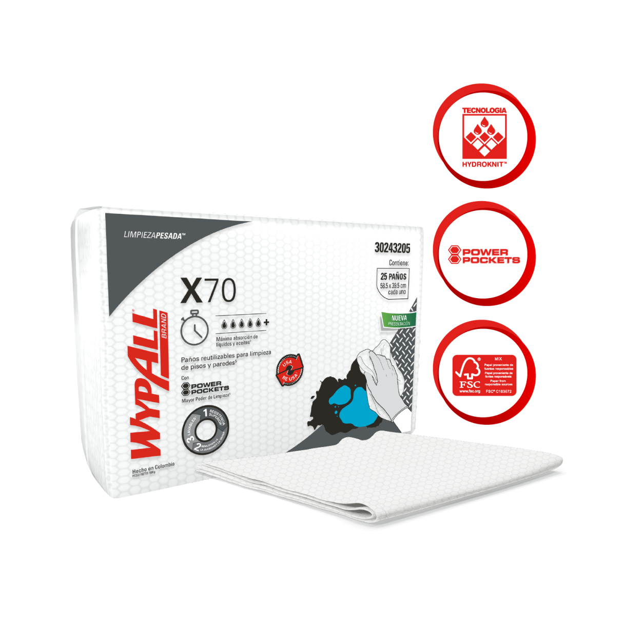 Paño de limpieza Wypall X-70 multiusos 25 unidades-1