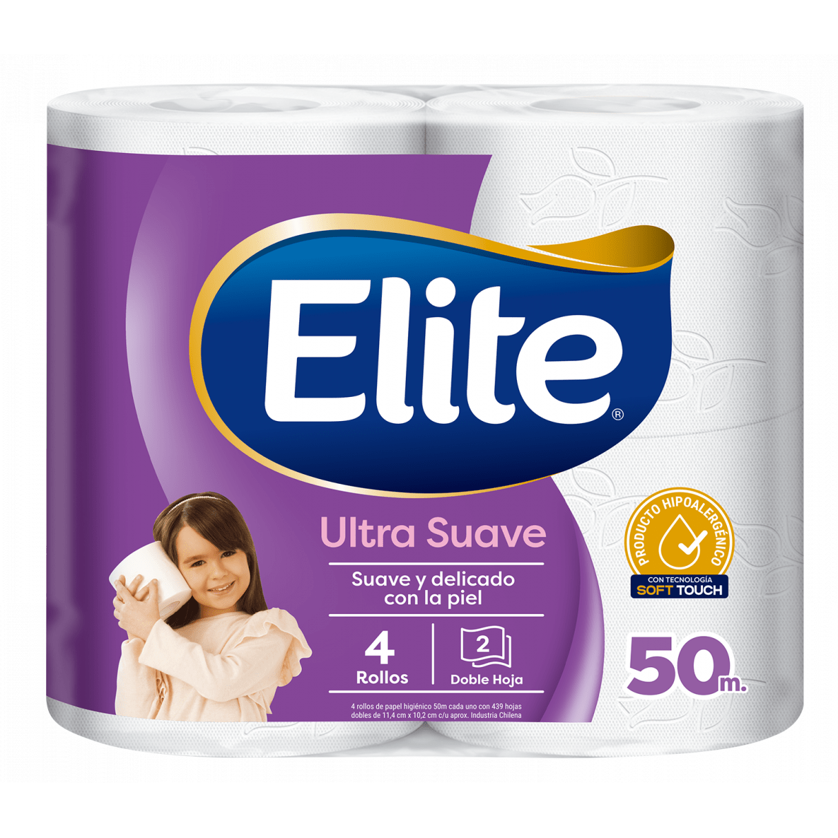 Papel higiénico Elite Plus doble hoja 50 m 4 rollos-0