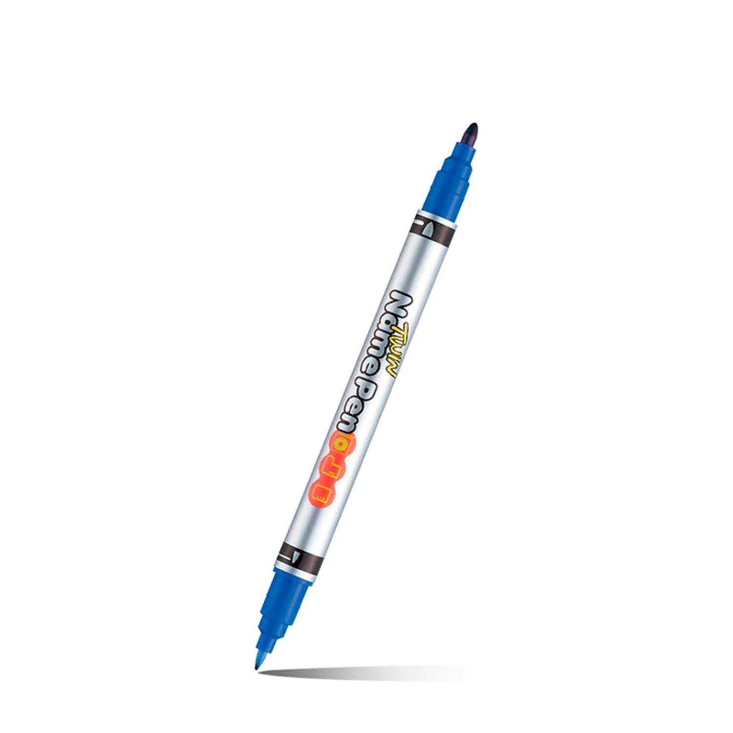 Marcador permanente Monami doble punta fina-media azul-0