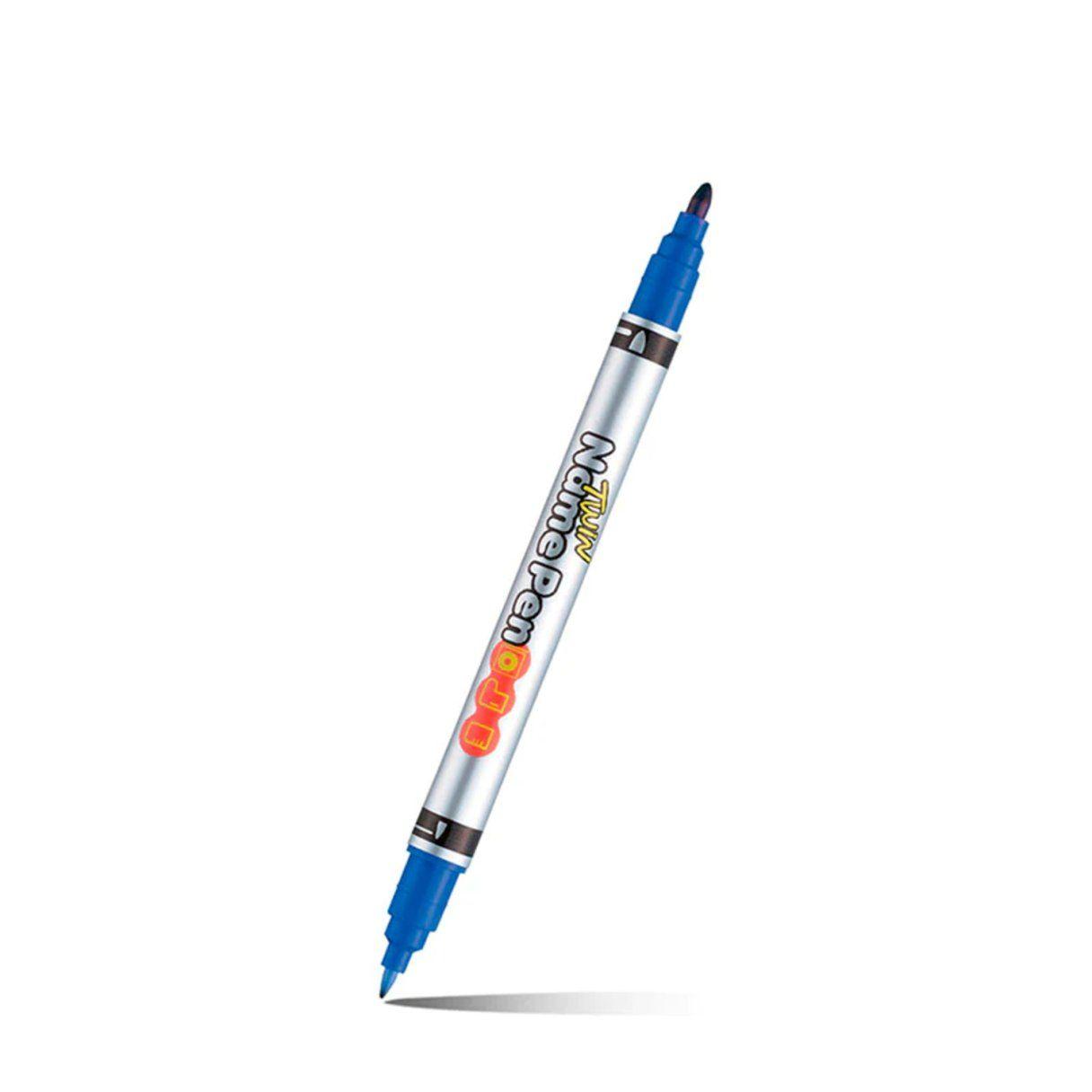 Marcador permanente Monami doble punta fina-media azul-1