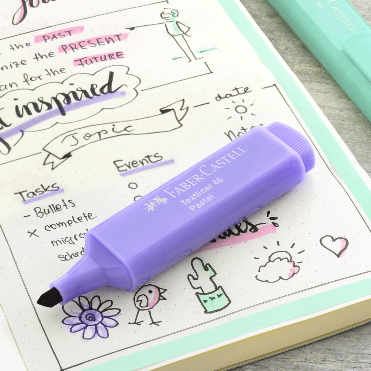 Destacador Faber-Castell Textliner 46 3 grosores de trazo pastel lila-2