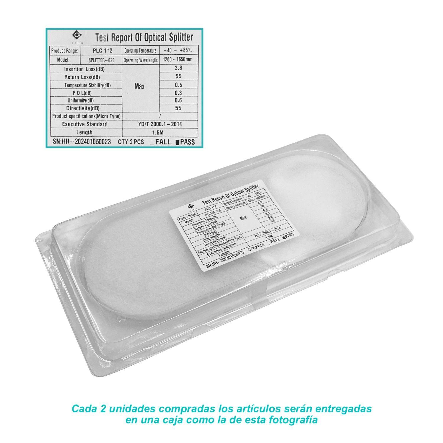 Divisor Fibra 1x2 sin conectores 1,5 m para EPON/GPON-1
