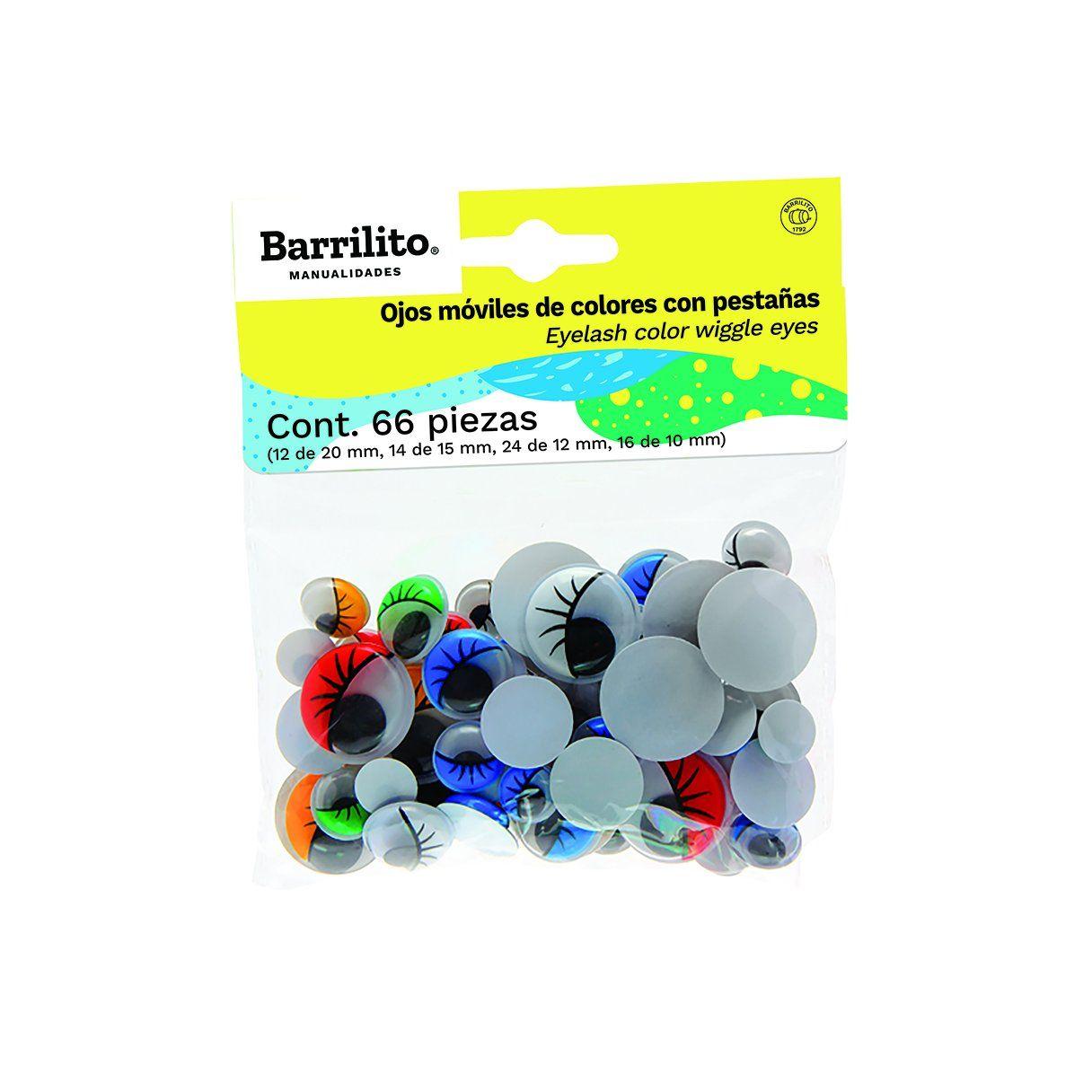 Ojitos surtidos Barrilito con pestañas paquete de 66 unidades-1