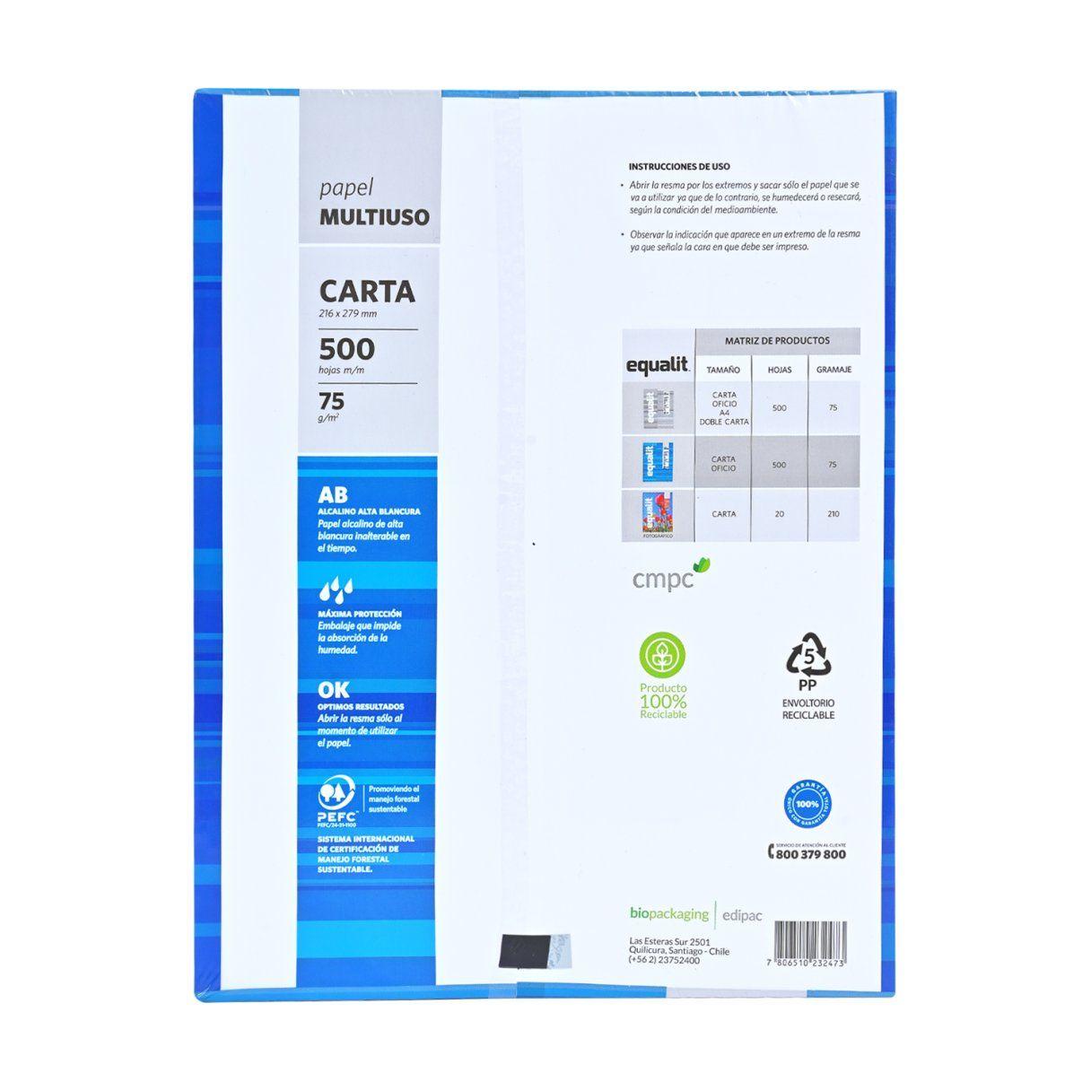 Papel fotocopia Equalit multiuso carta 500 hojas-2