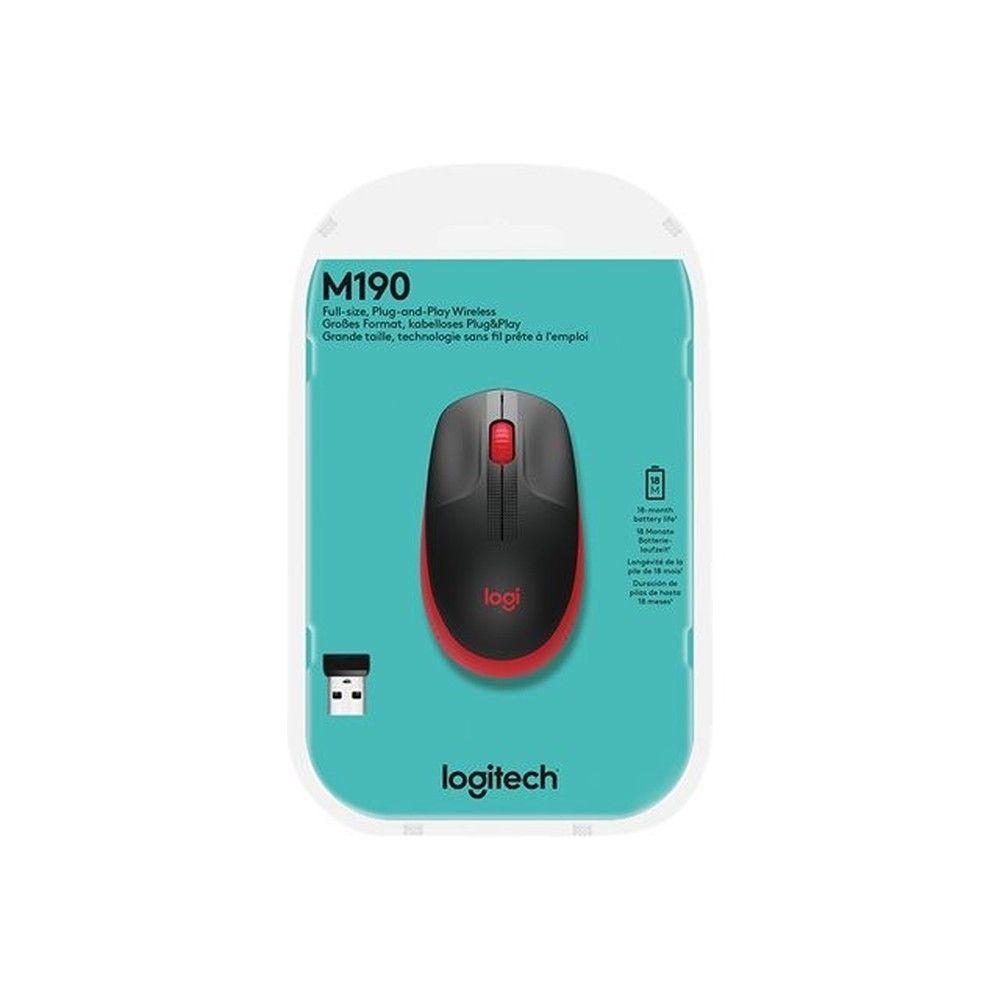 Mouse inalámbrico Logitech M190 2.4 GHz negro/rojo-3