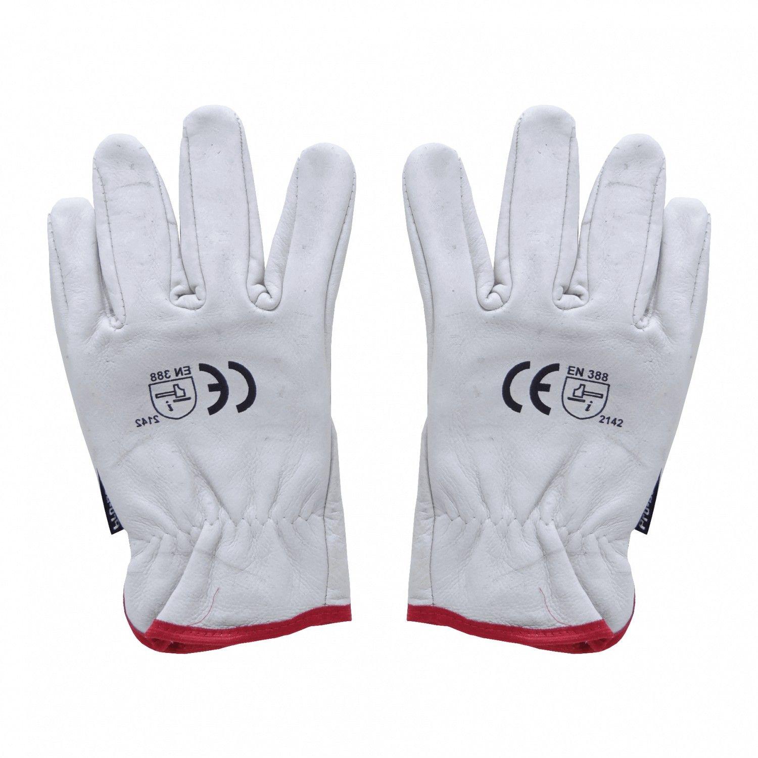 Guantes de seguridad Pro-Safe cabritilla corto sin forro CE EN388 talla M-0