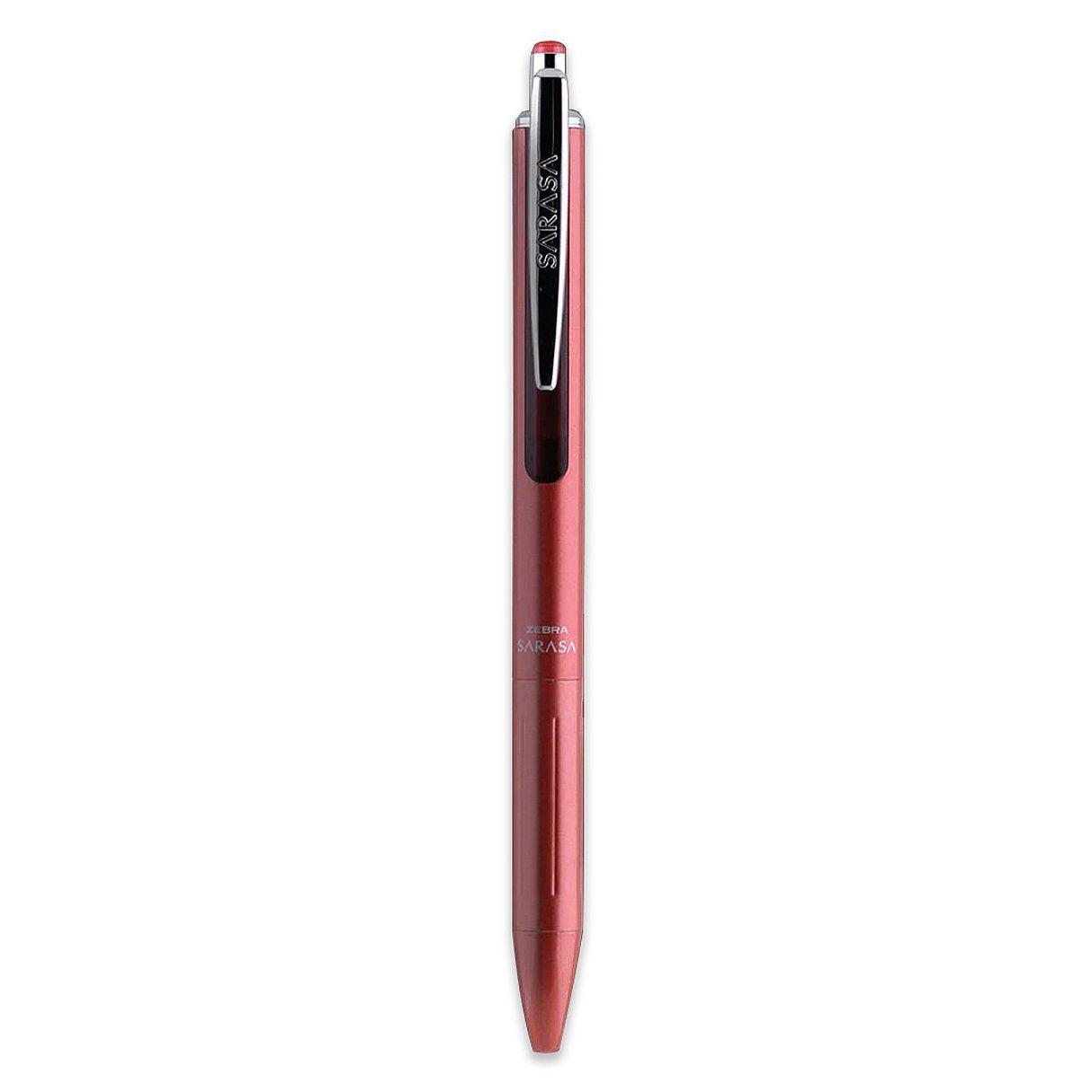 Bolígrafo Zebra Rollerball Sarasa Grand retráctil metálico rosado-0