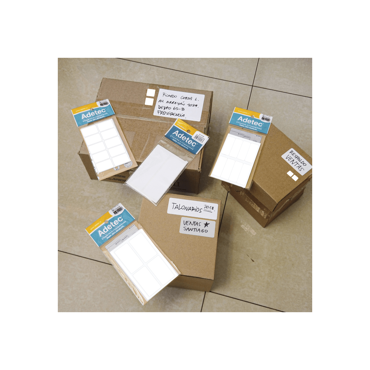 Etiqueta autoadhesiva Adetec rectangular 4 cm x 1,3 cm blanca-2
