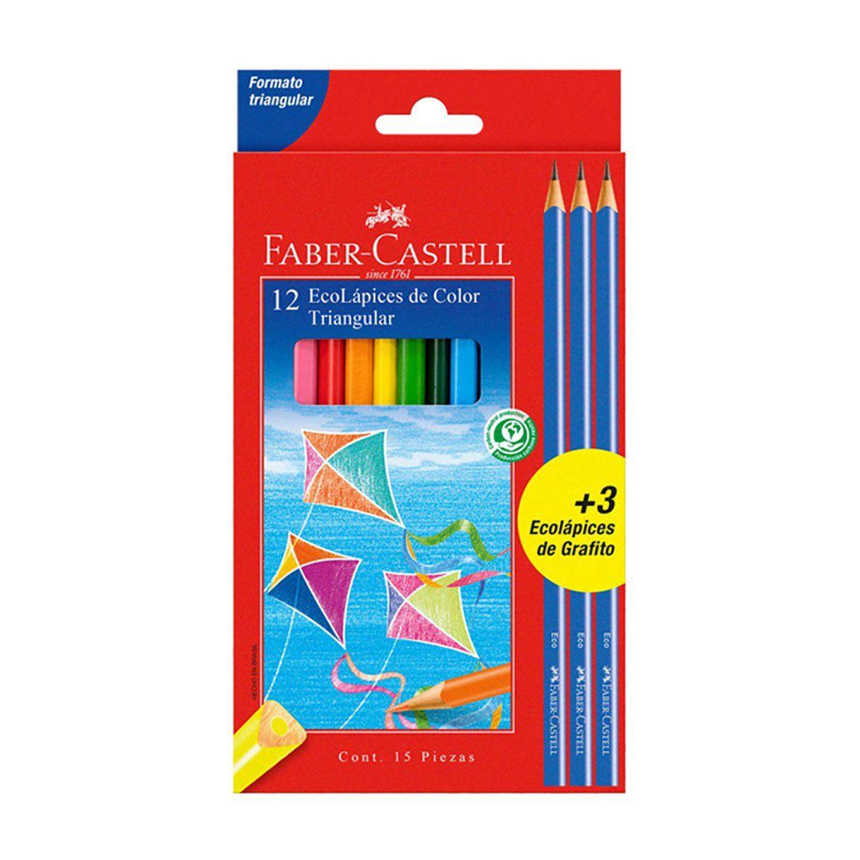 Lápices de color Faber Castell largo triangular 12 colores-1