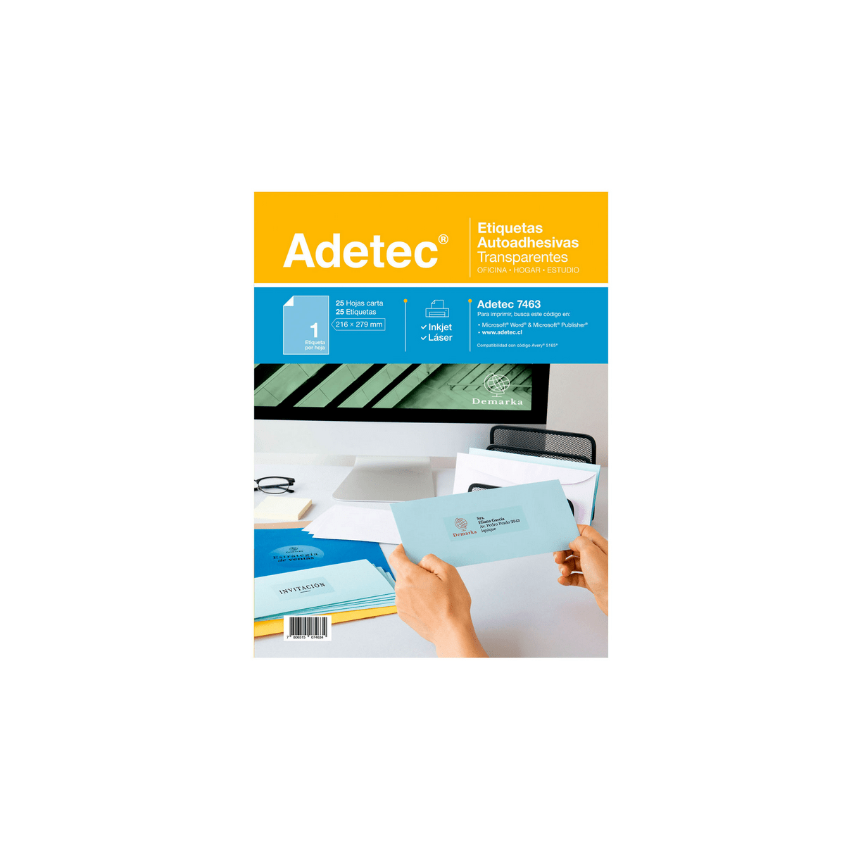 Etiqueta autoadhesiva Adetec 216x279 mm 25 unidades-1