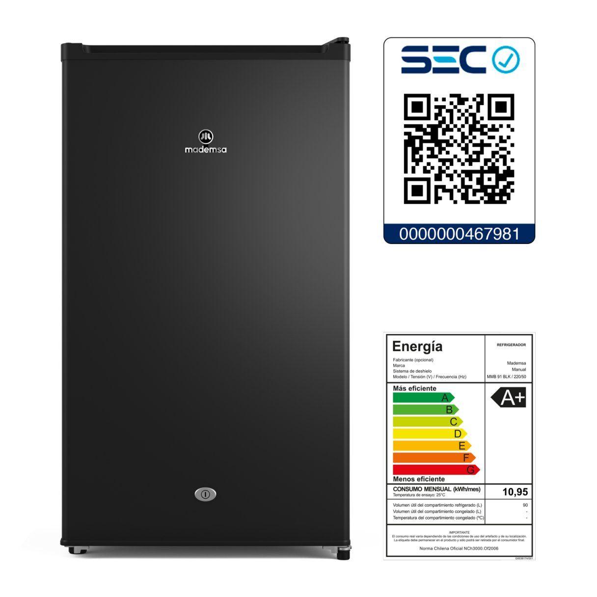 Frigobar Mademsa MMB91BLK 90 L-3