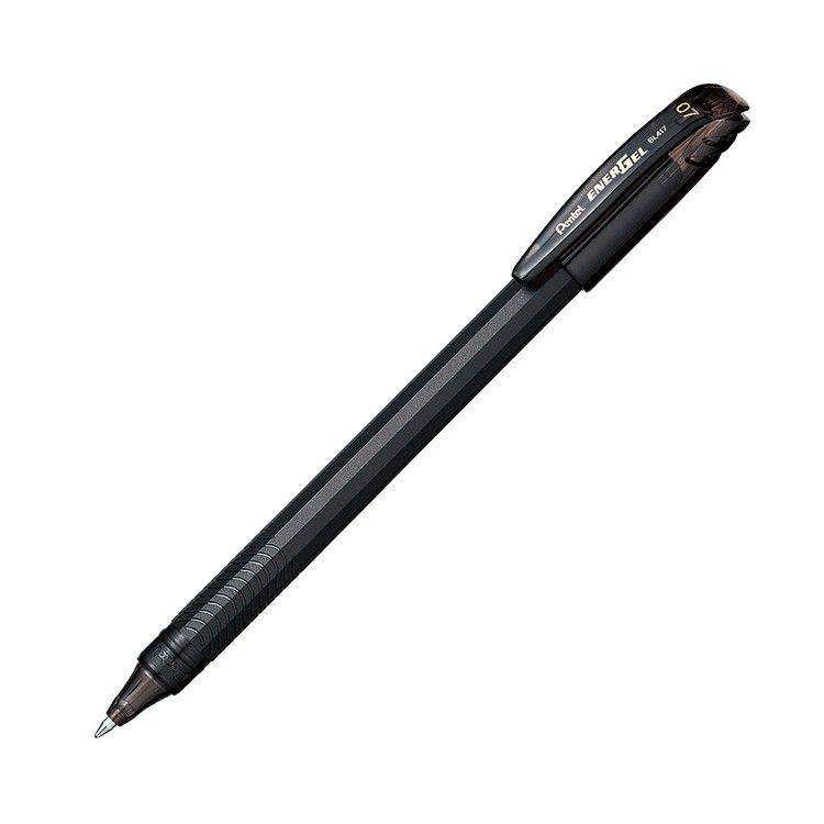 Bolígrafo gel Pentel Makkuro punta metálica 0,7 mm negro-0