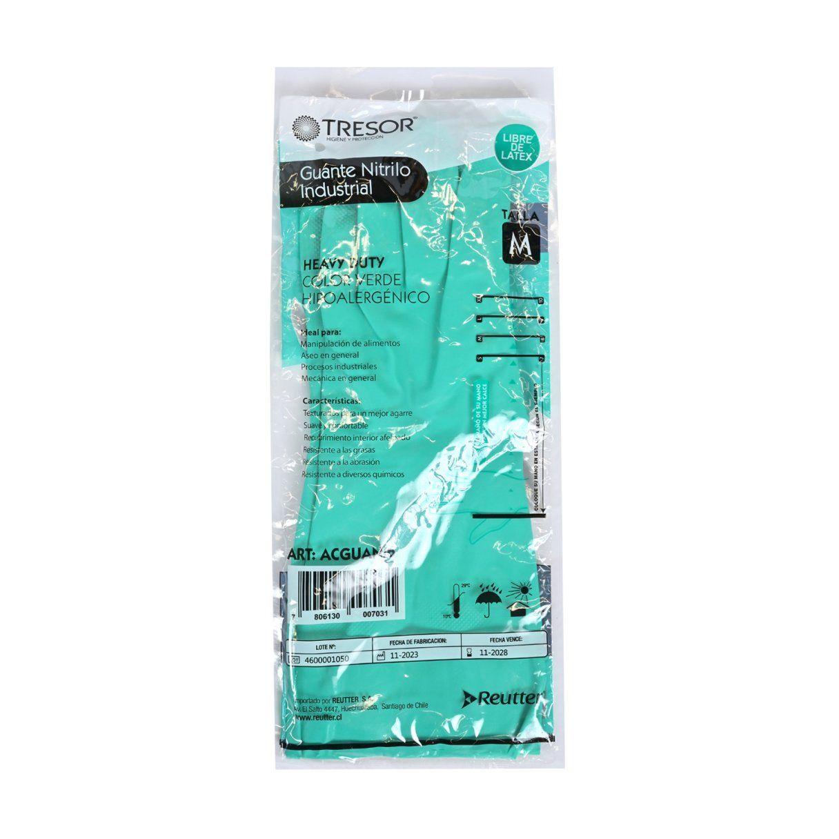 Guantes de nitrilo Tresor industriales talla M color verde-2