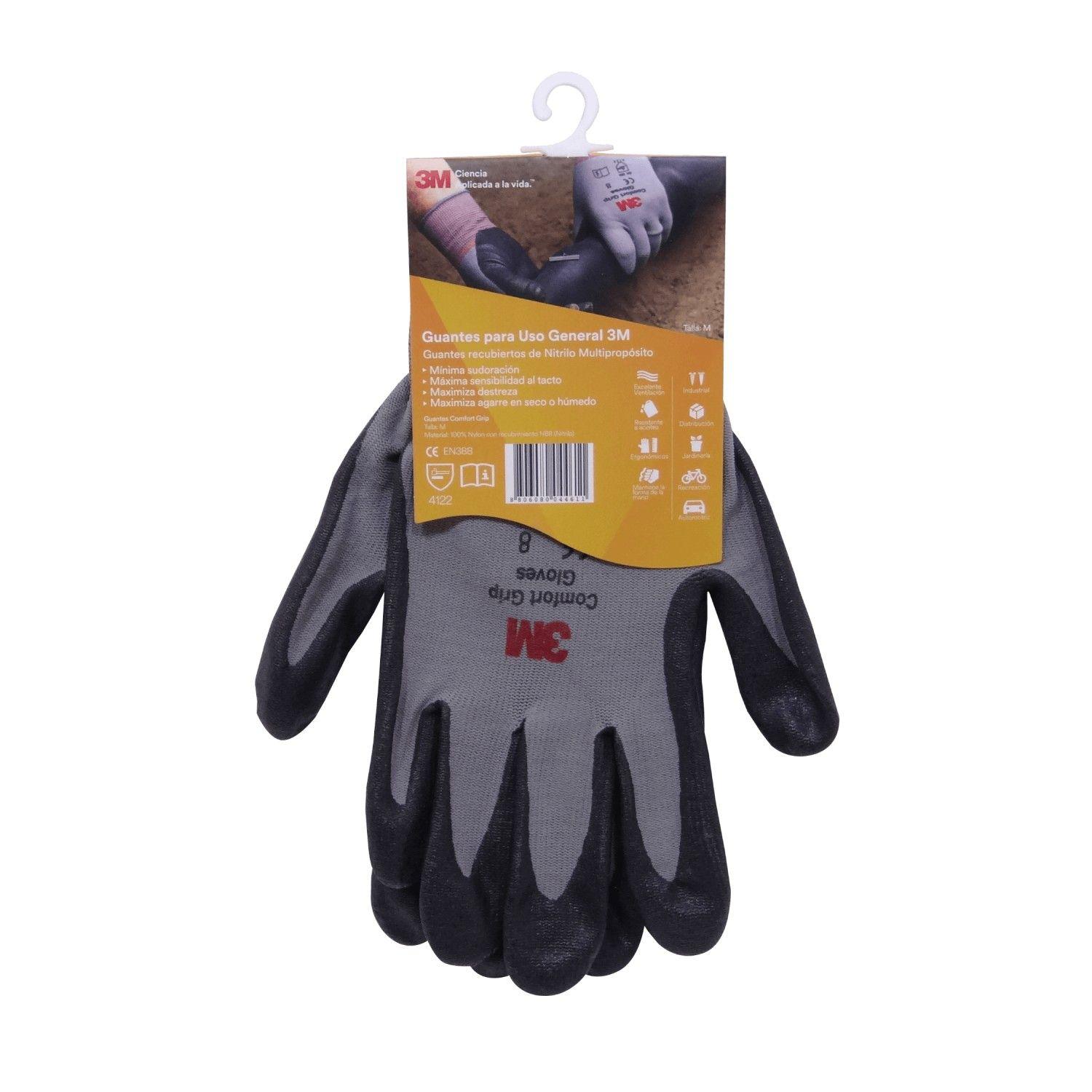 Guantes 3M talla M espuma nitrilo fibra nylon par-4