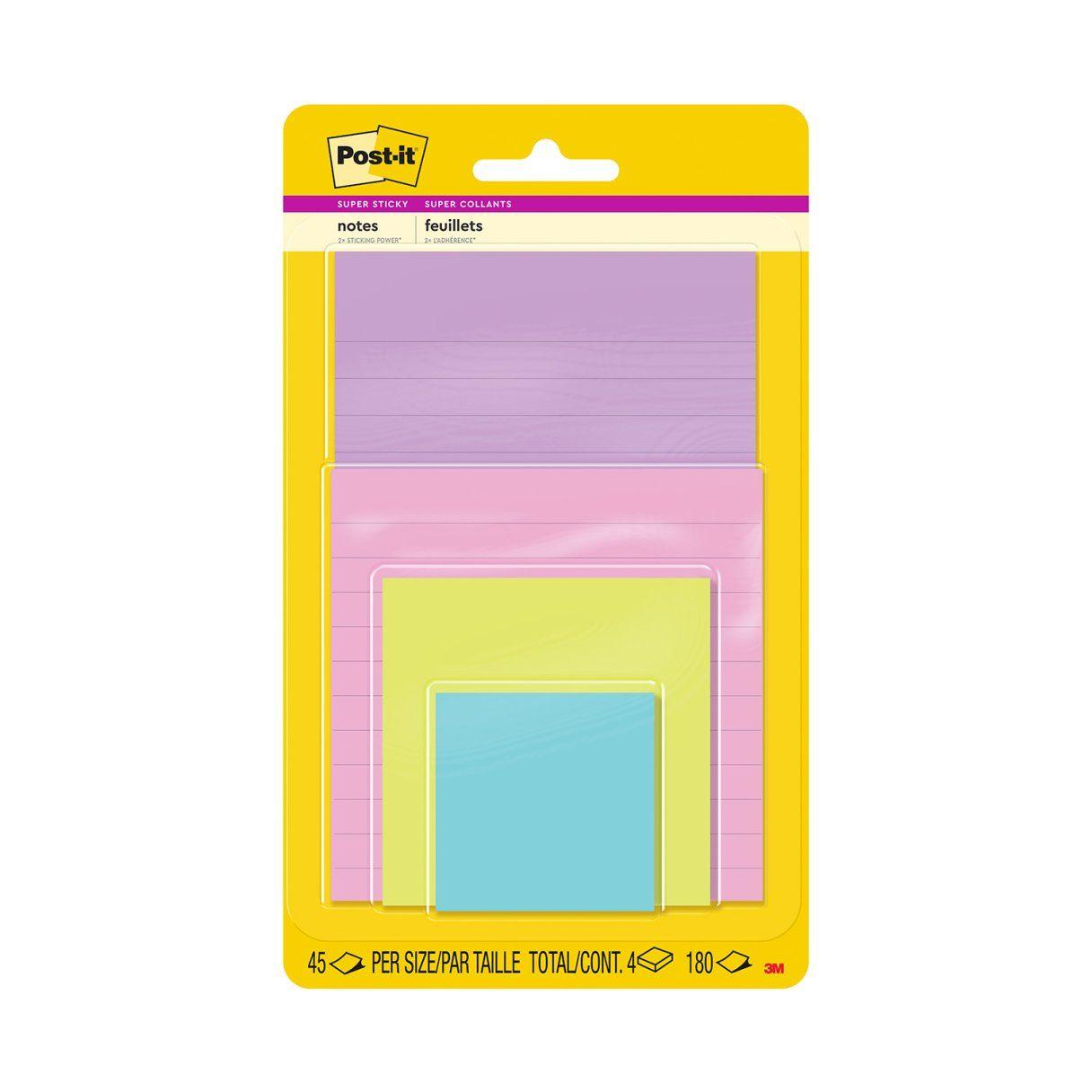 Nota adhesiva Post-It 4622 tamaños surtidos 180 hojas-0