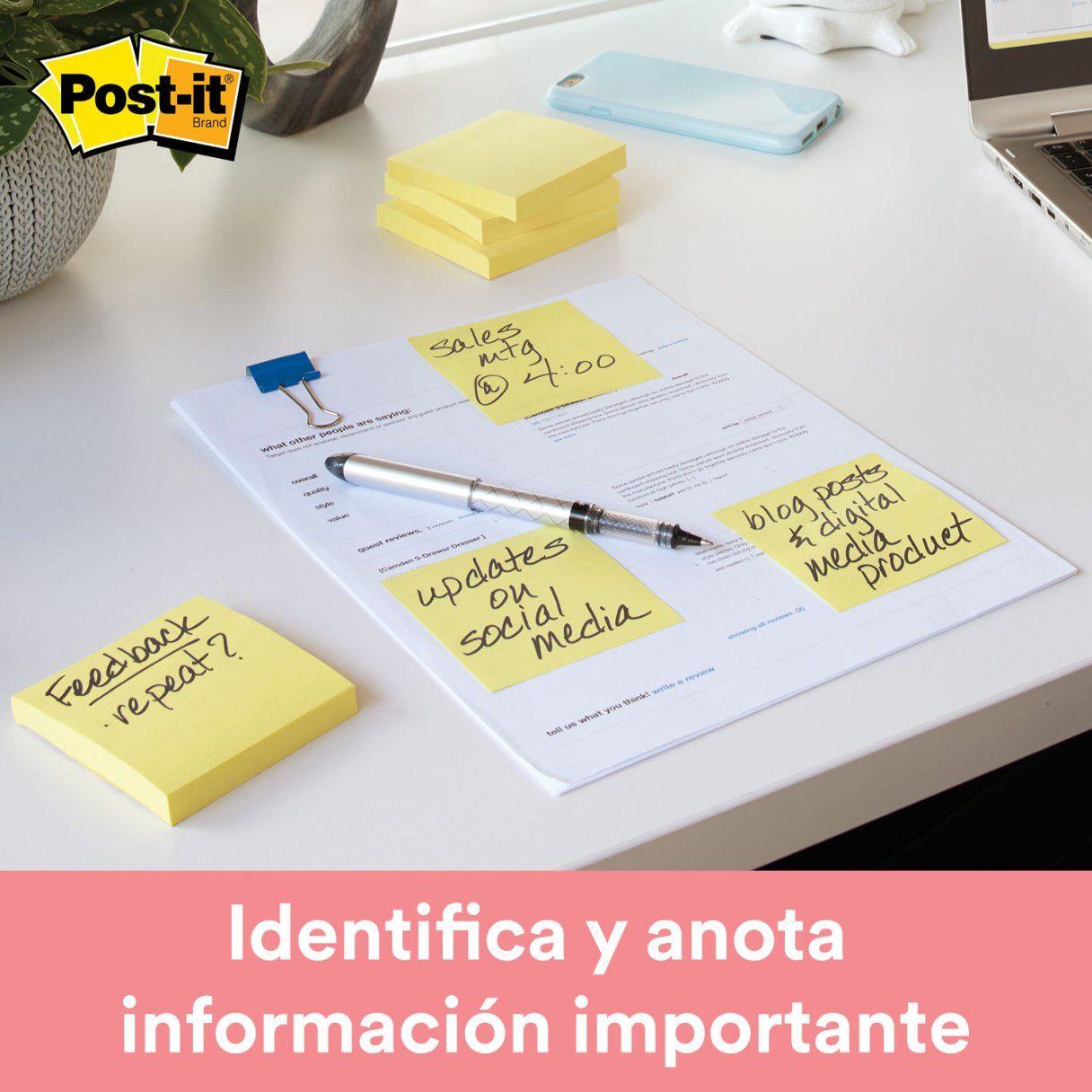 Notas adhesivas 3M Post-It 653 removibles amarillas-3