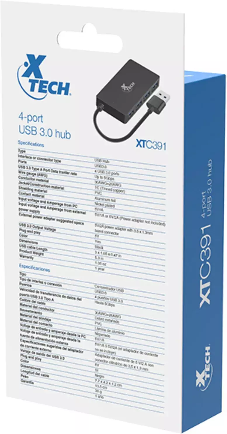 Hub USB Xtech Universal 4 puertos 3.0 XTC-391-3