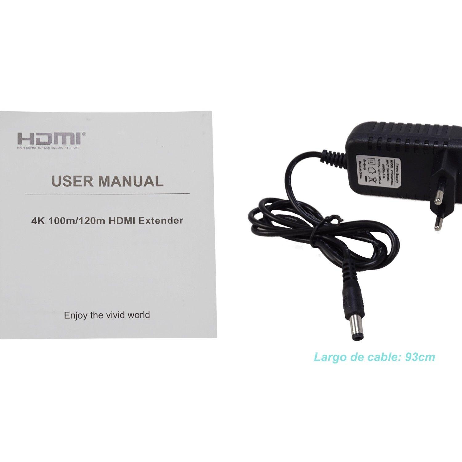 Cable de extensión HDMI 4K UTP CAT5E/CAT6 100 m con 5V 1A-4