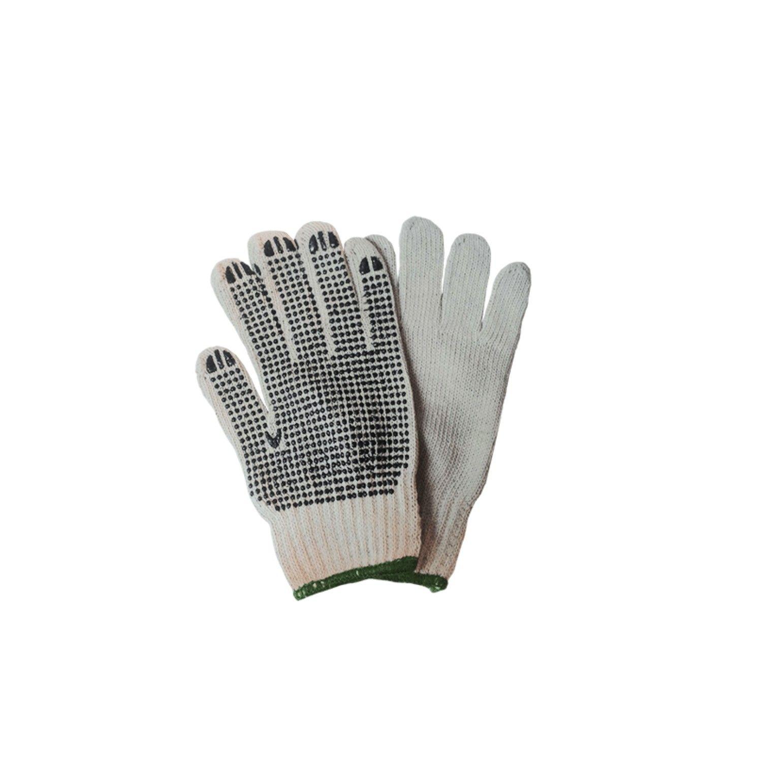 Guantes de hilo 4 hebras algodón PVC blanco-0
