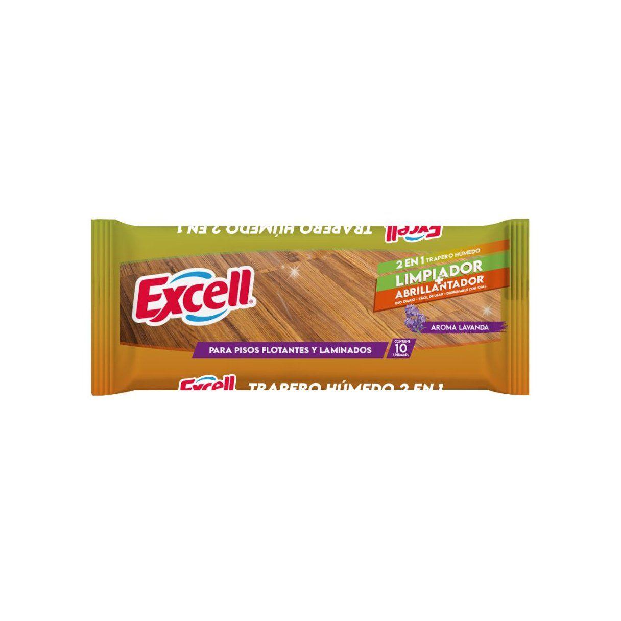 Trapero húmedo Excell 2 en 1 con desinfección lavanda 10 unidades-1