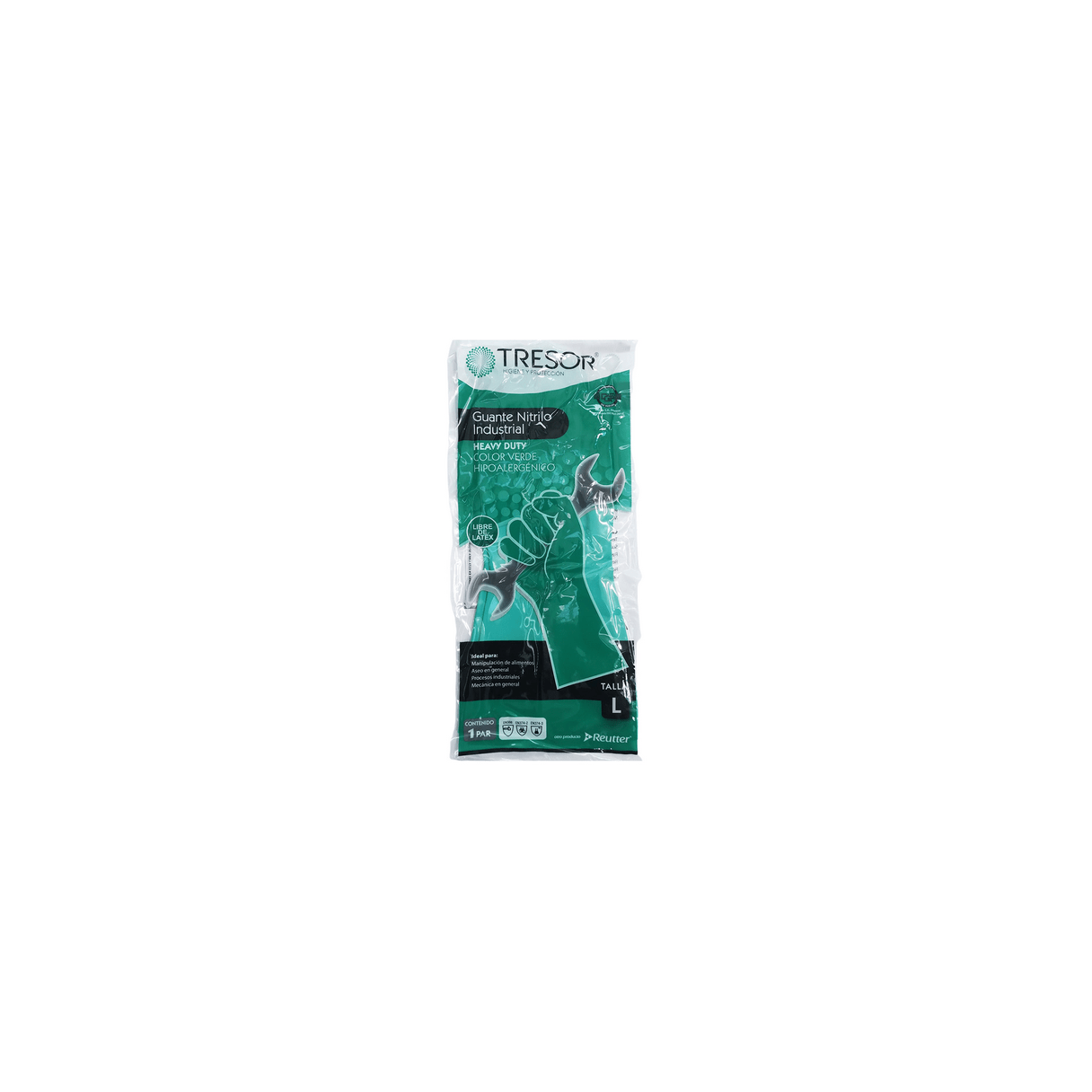Guantes de nitrilo Tresor industriales talla L color verde-1