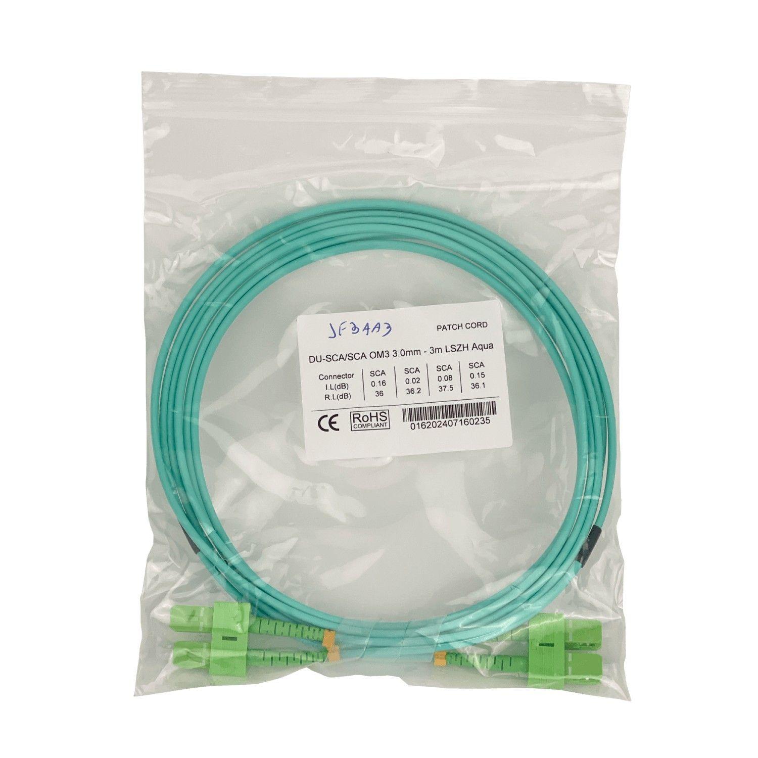 Jumper de fibra óptica SC/APC a SC/APC OM3 3 m multimodo LSZH-4