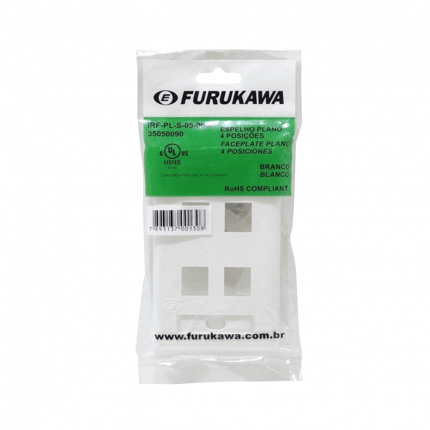 Faceplate Furukawa 4-Keystone plano 4P 70x114 mm blanco-3