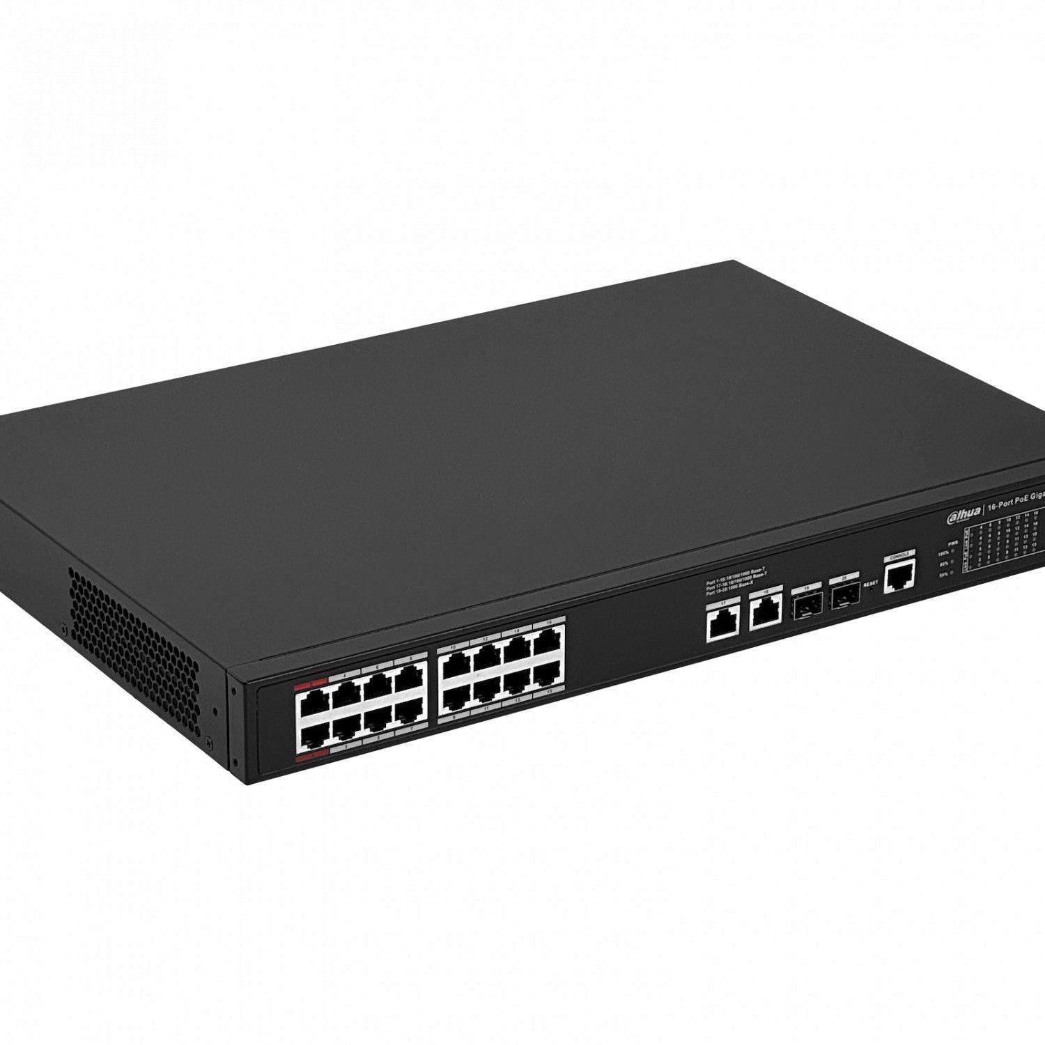 Switch Dahua 18-1000 190 W L2 con 2 SFP y PoE-0
