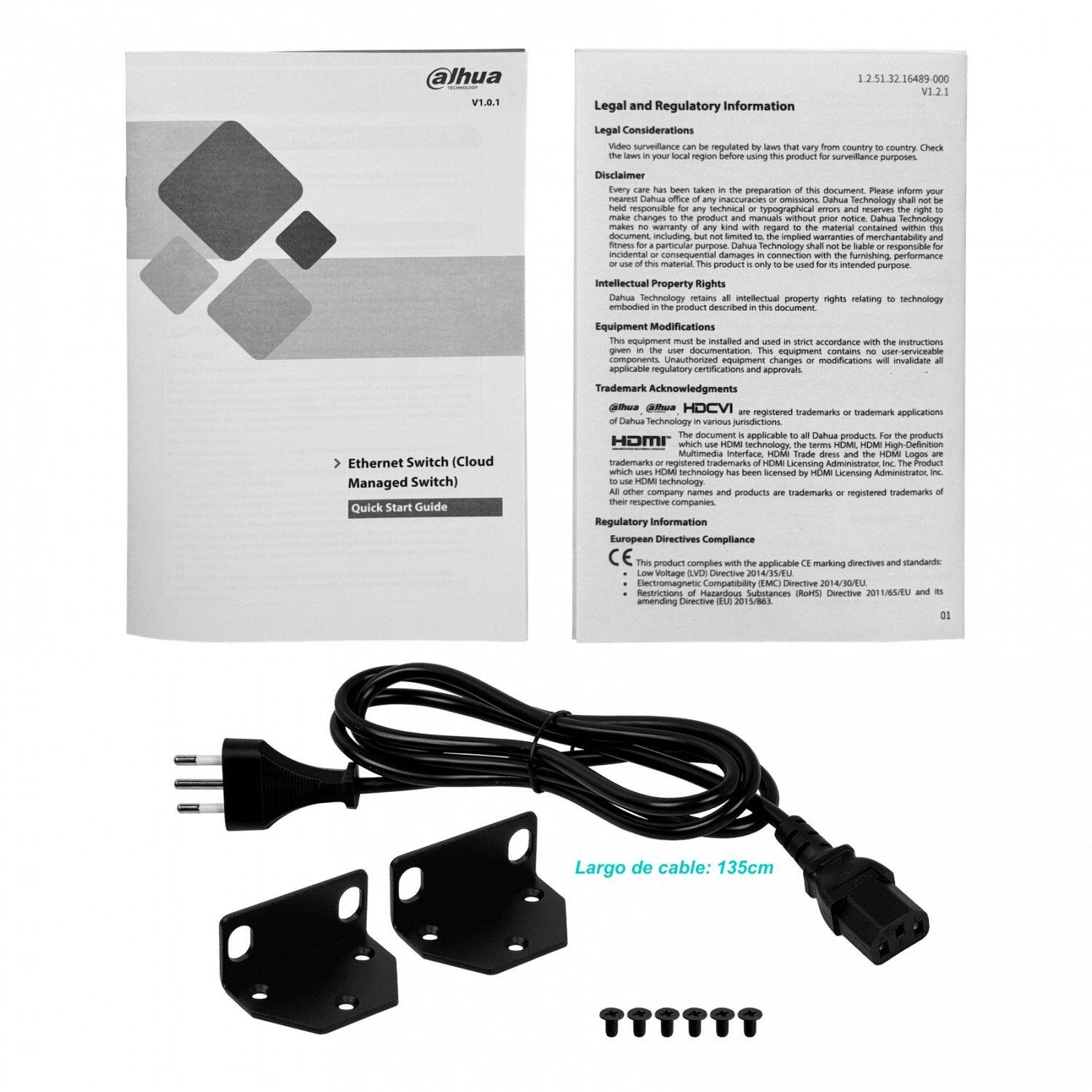 Switch Dahua 18-1000 190 W L2 con 2 SFP y PoE-3