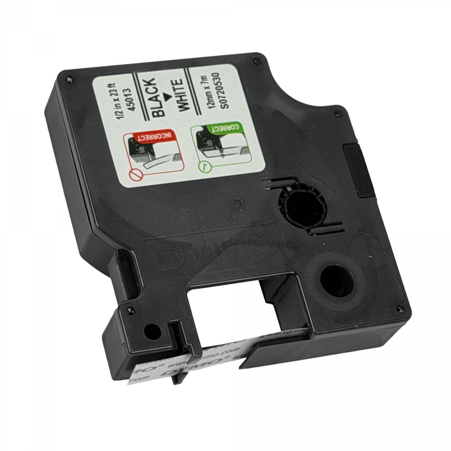 Cinta de etiqueta Dymo D1 12 mm 7 m negro en fondo blanco-0