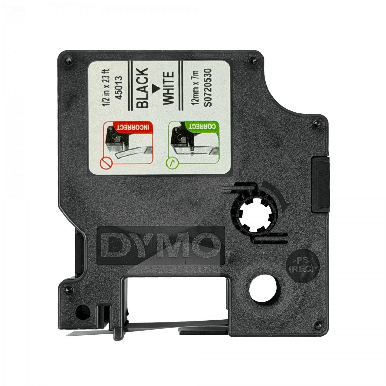 Cinta de etiqueta Dymo D1 12 mm 7 m negro en fondo blanco-1