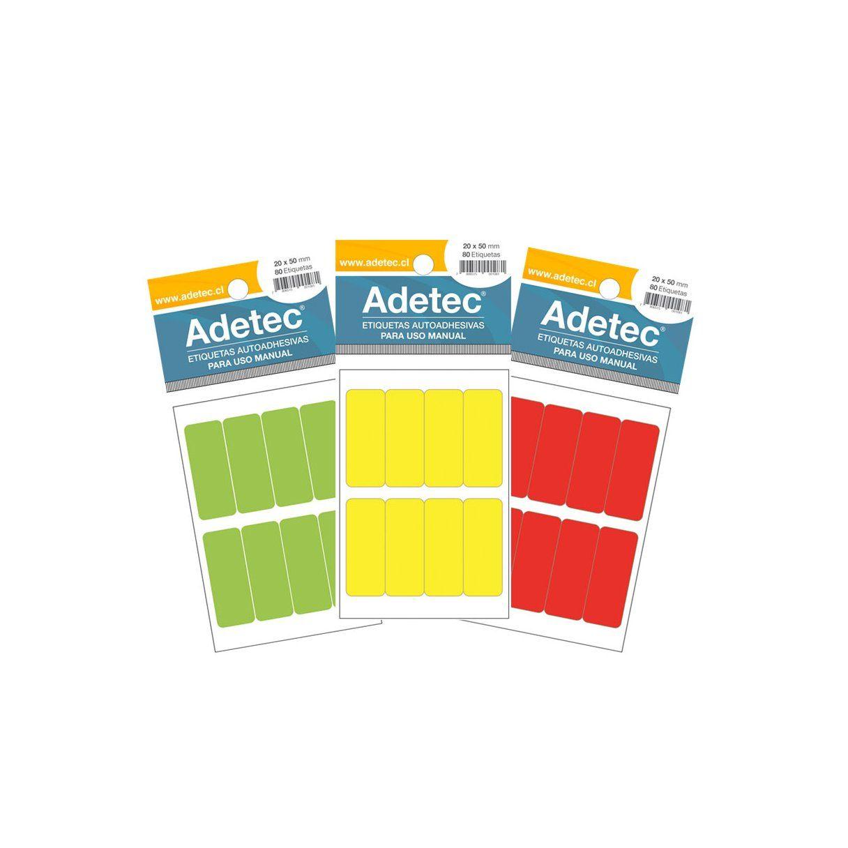 Etiqueta manual ADETEC Mix Fluor 20x50 mm 10 hojas-1
