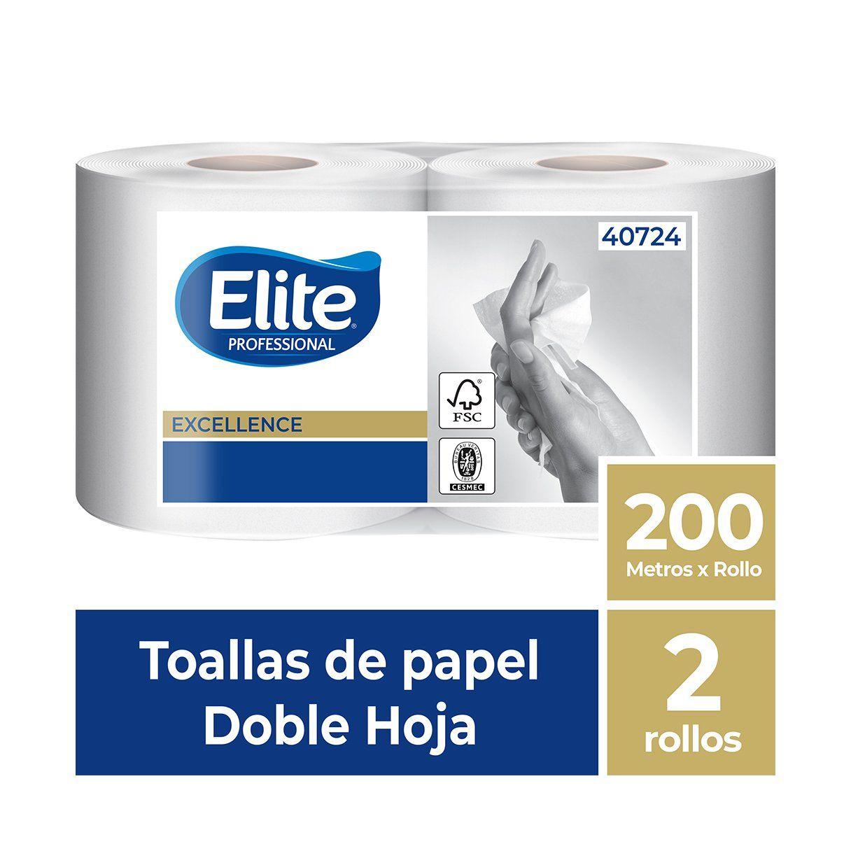 Toalla de papel Elite Professional 2 rollos 200 m doble hoja-1