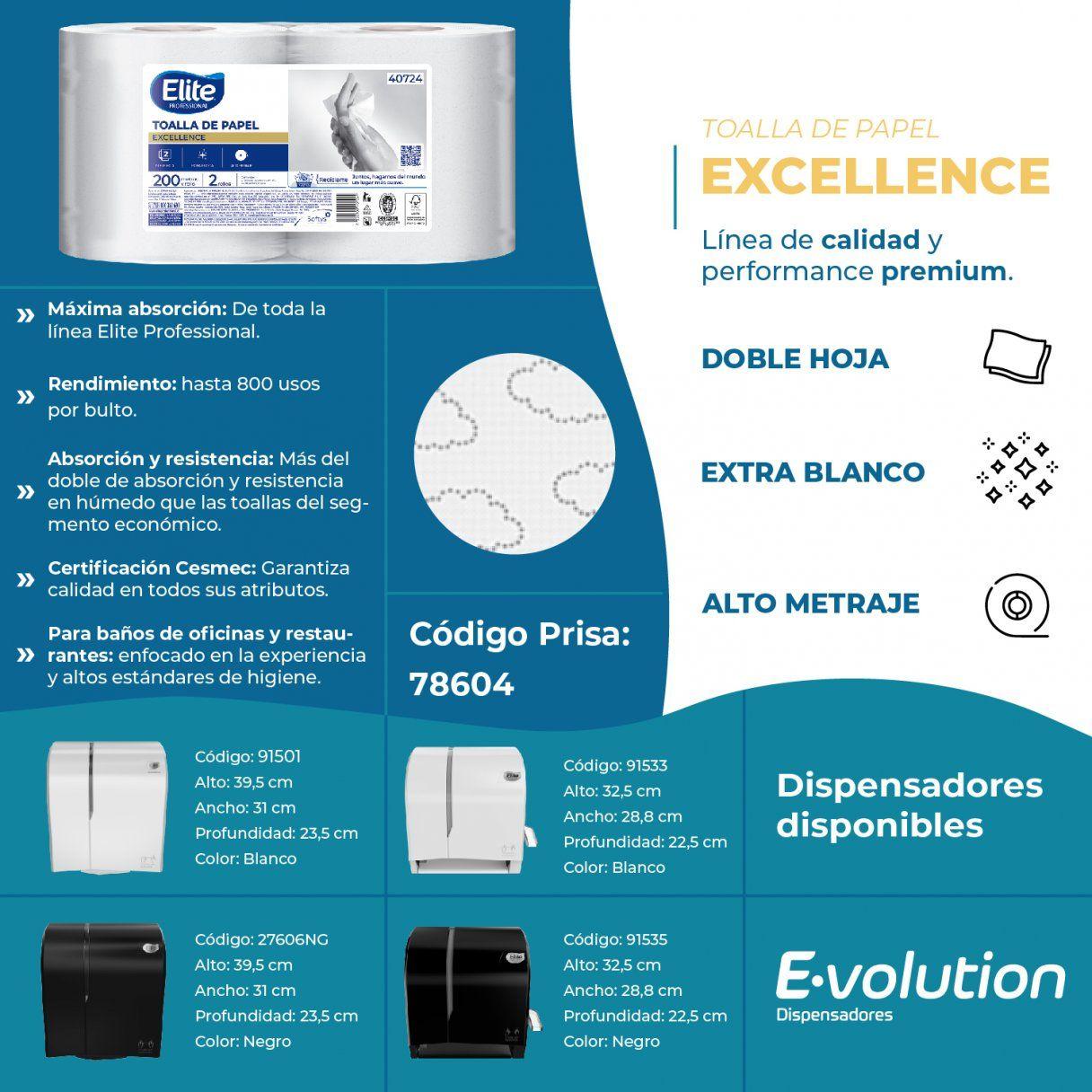 Toalla de papel Elite Professional 2 rollos 200 m doble hoja-2