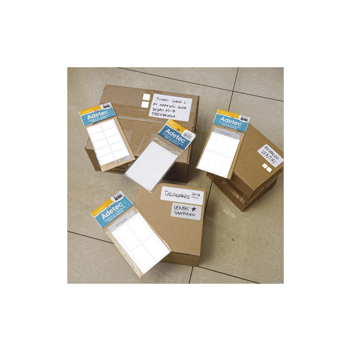 Etiqueta autoadhesiva Adetec rectangular 6,1 cm blanca-3
