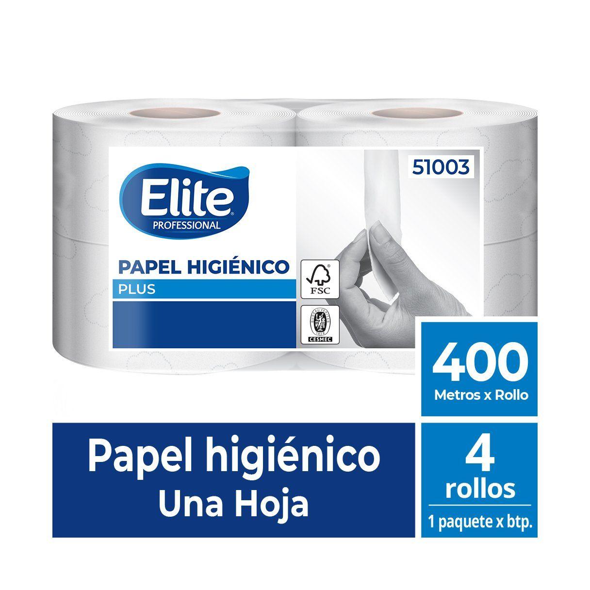Papel higiénico Elite Plus hoja simple 4 rollos 400 m-1
