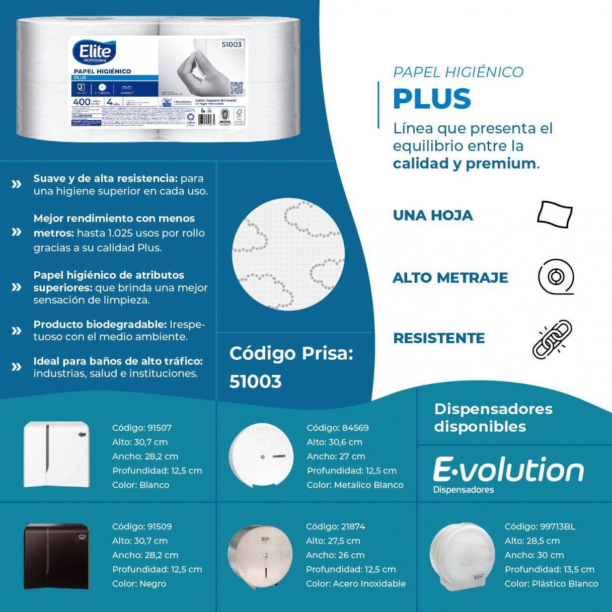 Papel higiénico Elite Plus hoja simple 4 rollos 400 m-2