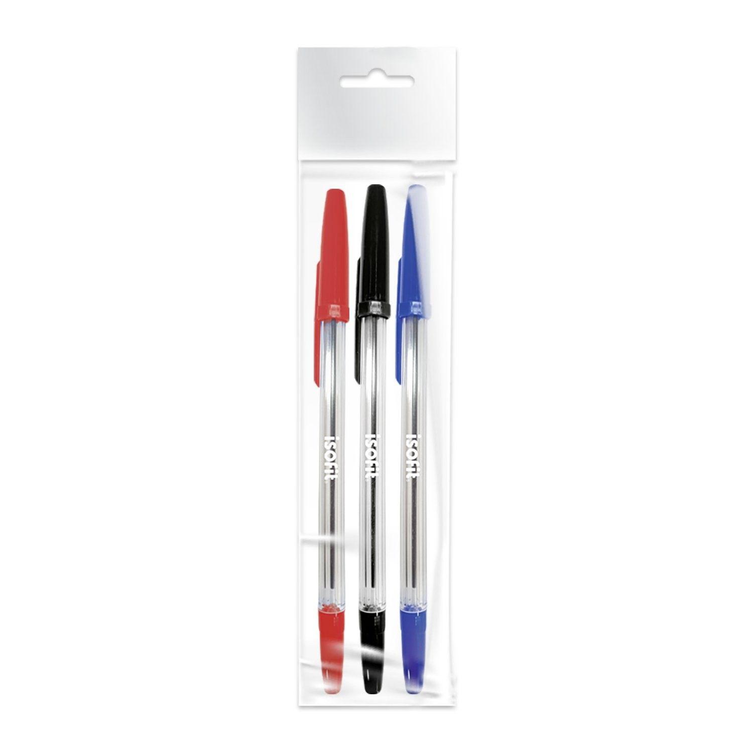 Lápiz pasta Isofit 0,8 mm punta fina 3 colores-0
