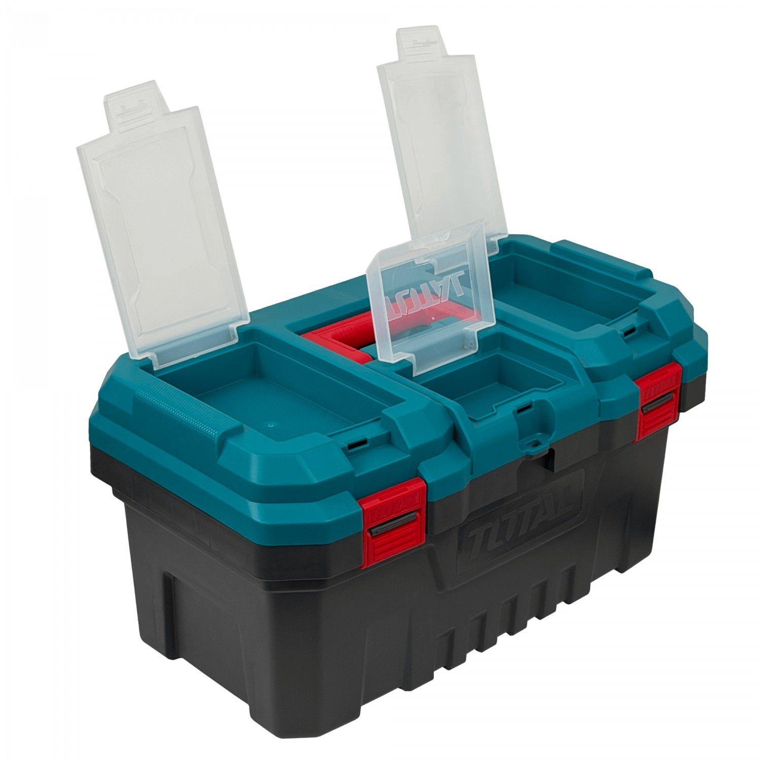 Caja de herramientas Total 49x30x20 cm con bandeja negra-5