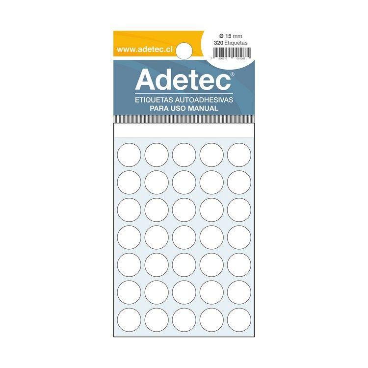 Etiqueta autoadhesiva Adetec circular 1,5 cm blanca-0