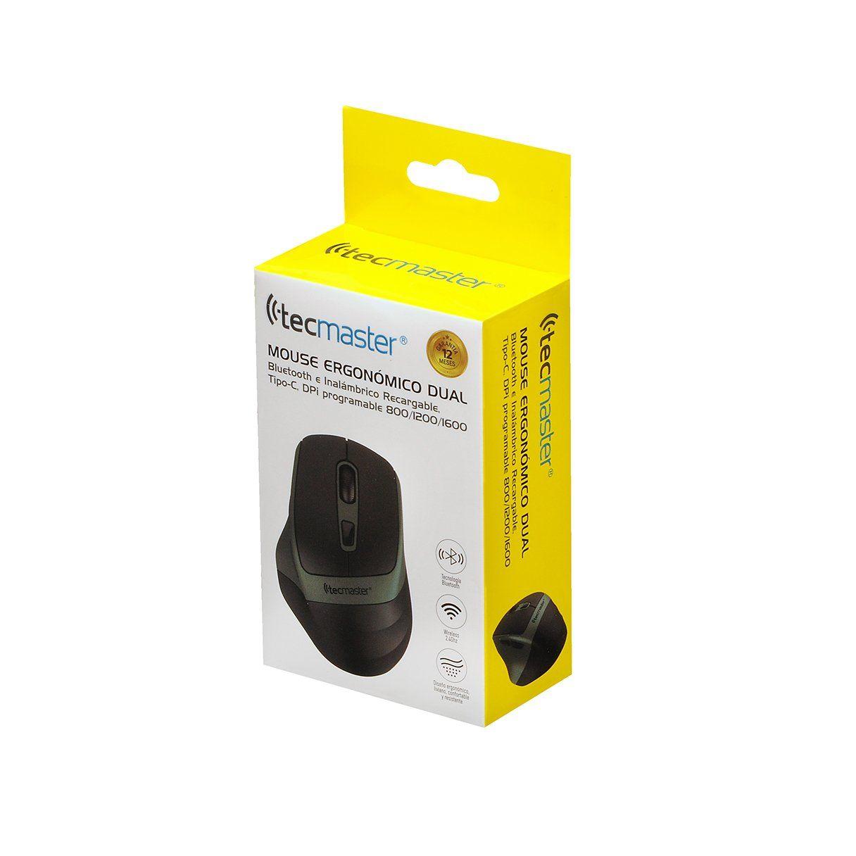 Mouse inalámbrico Tecmaster dual recargable negro-4