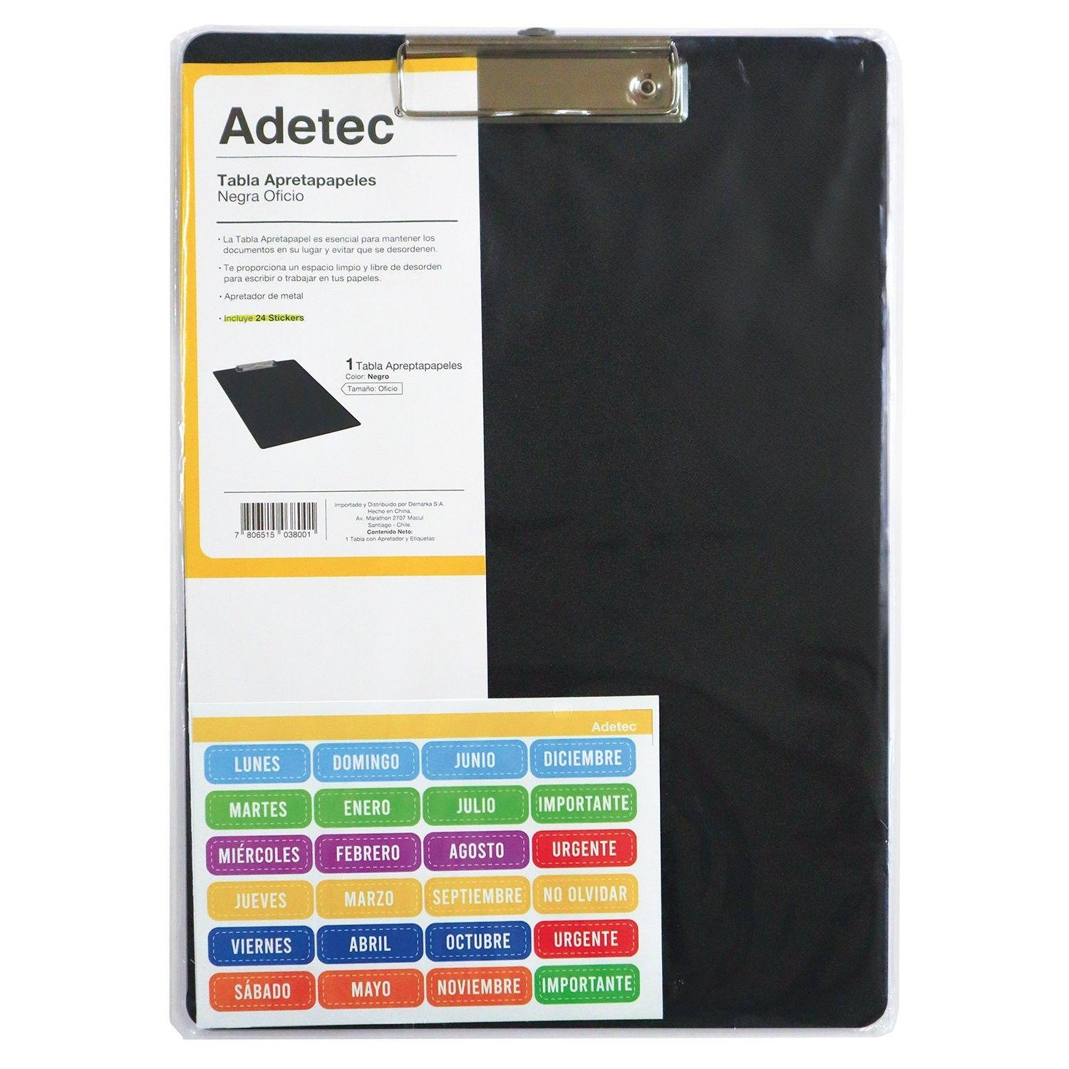 Tabla Apretapapel Adetec Oficio Vinil Negro-0
