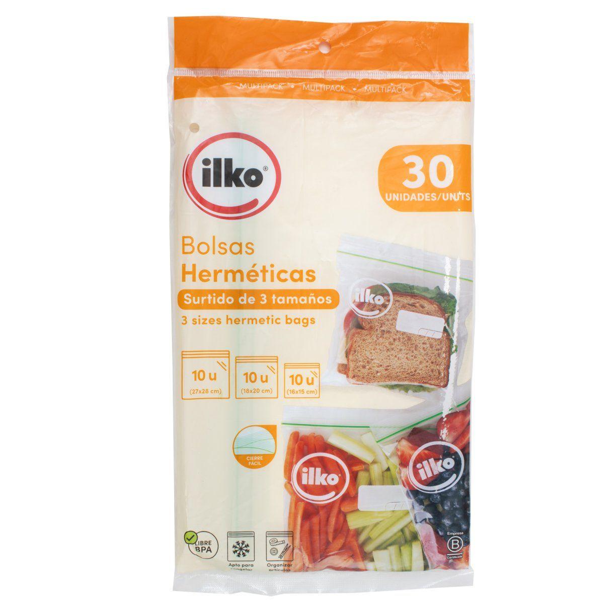 Bolsa de almacenamiento Ilko cierre hermético 30 unidades 3 tamaños-0