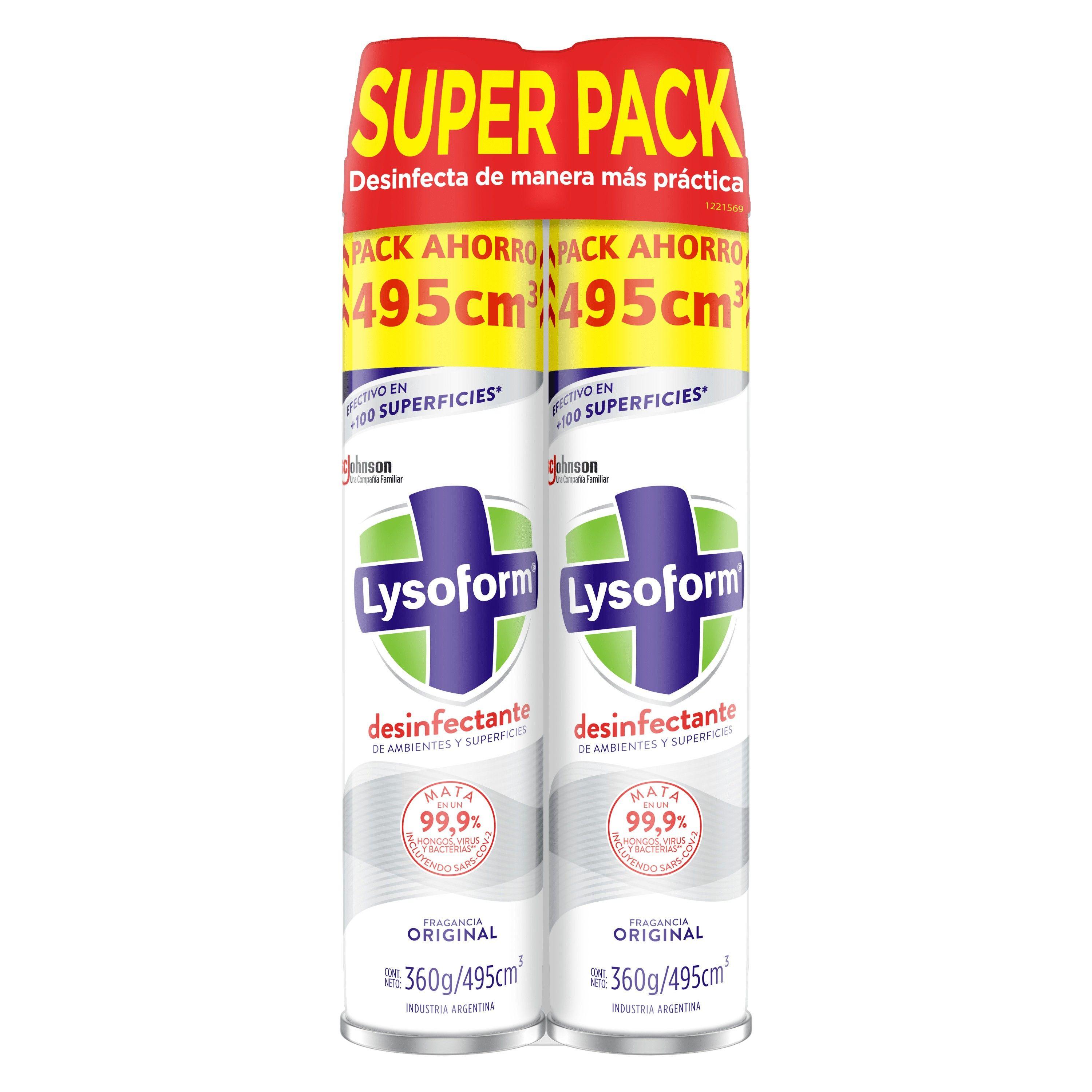 Desinfectante en aerosol Lysoform Original 495 ml paquete de 2 unidades-0