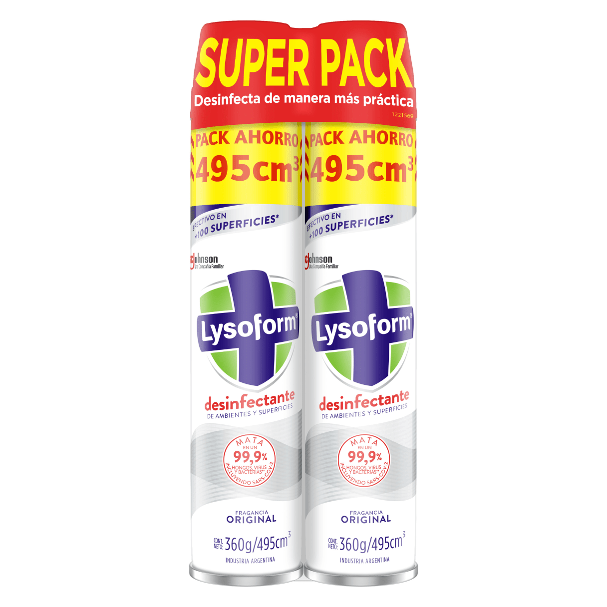 Desinfectante en aerosol Lysoform Original 495 ml paquete de 2 unidades-1